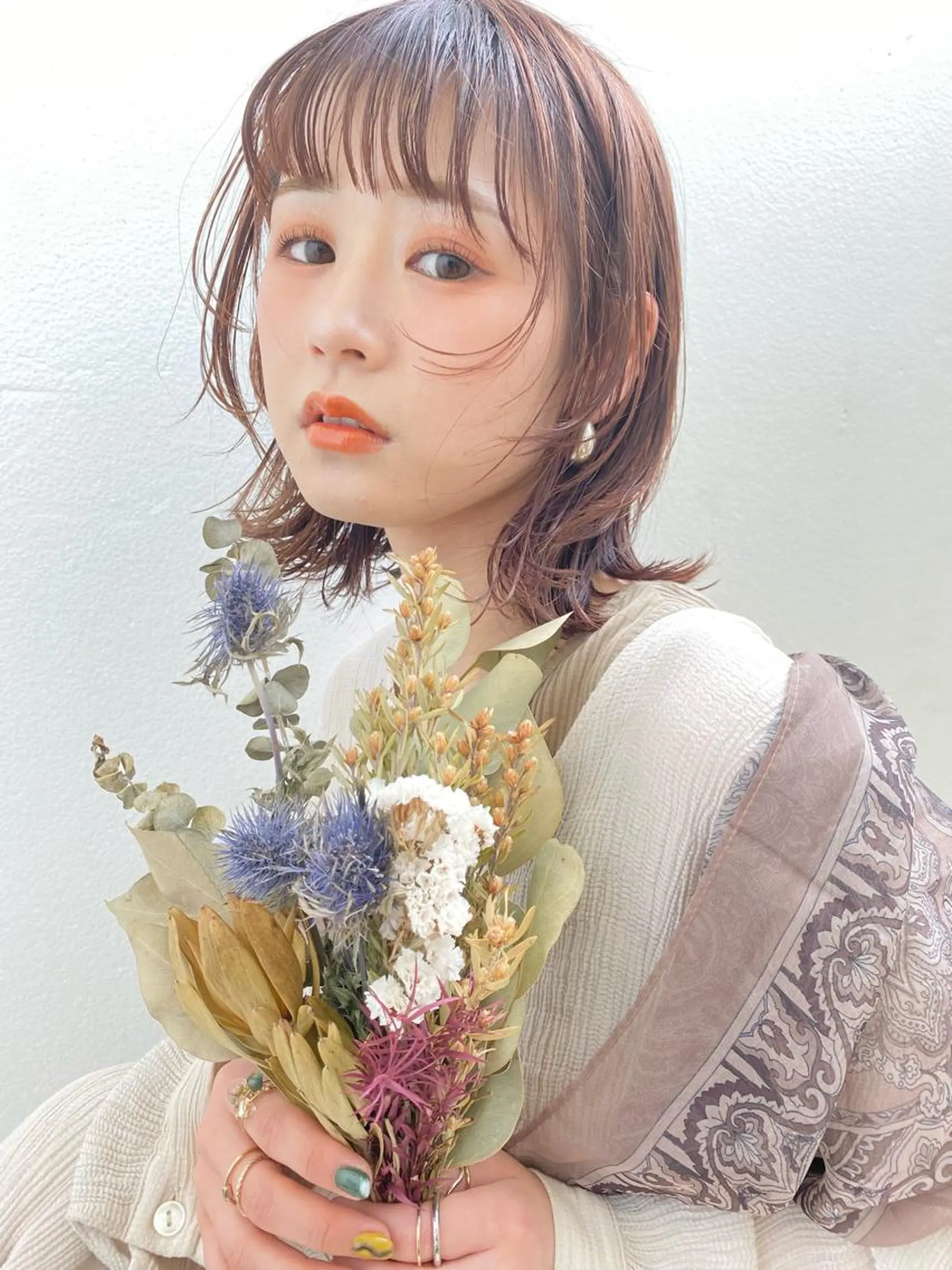 ミディアム カラー ヘアアレンジ カット ヘアカラー トリートメント 溝口 ひなこのマツエク・マツパデザイン