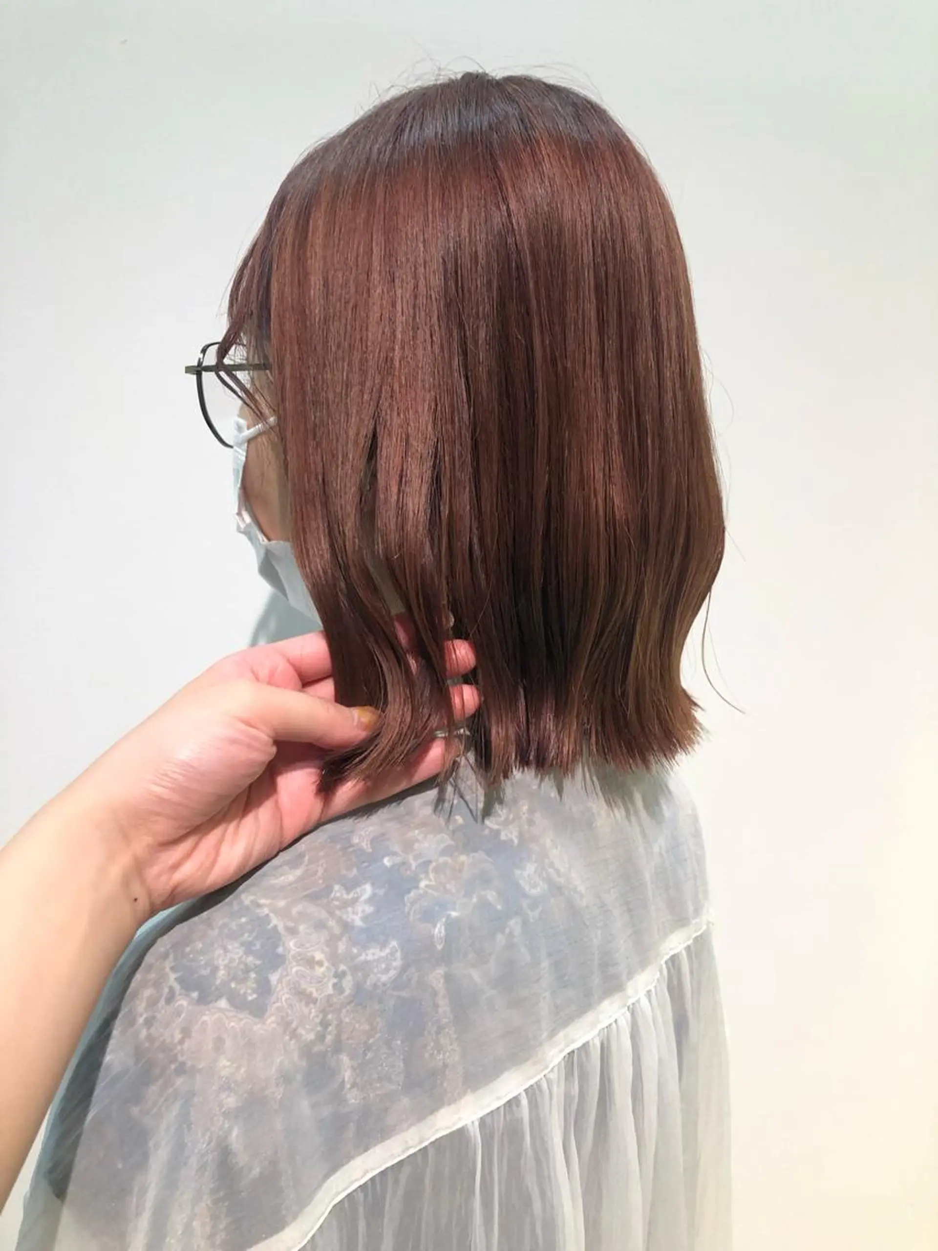 ミディアム カラー ブリーチ ピンクカラー テラコッタ ヘアカラー トリートメント 髪質改善/レイヤー/ お顔まわり/Ami.のヘアスタイル