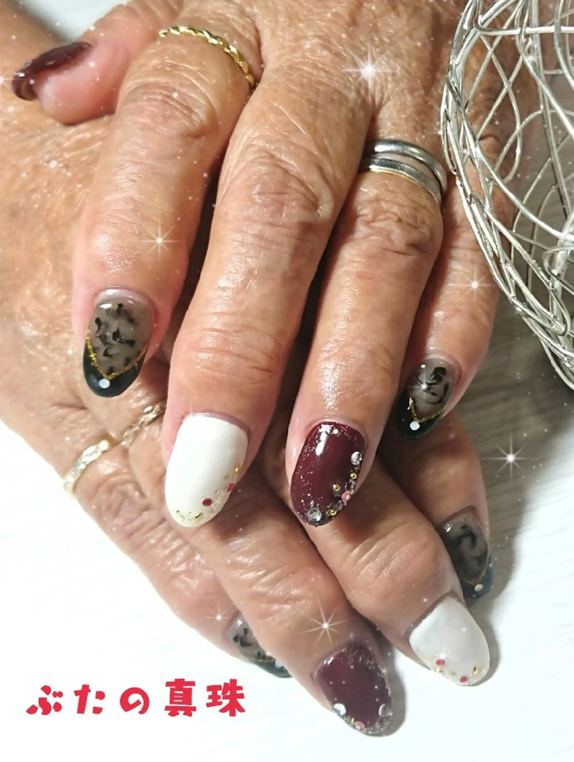 ネイル ボルドー ハンドネイル 林 珠里のネイルデザイン