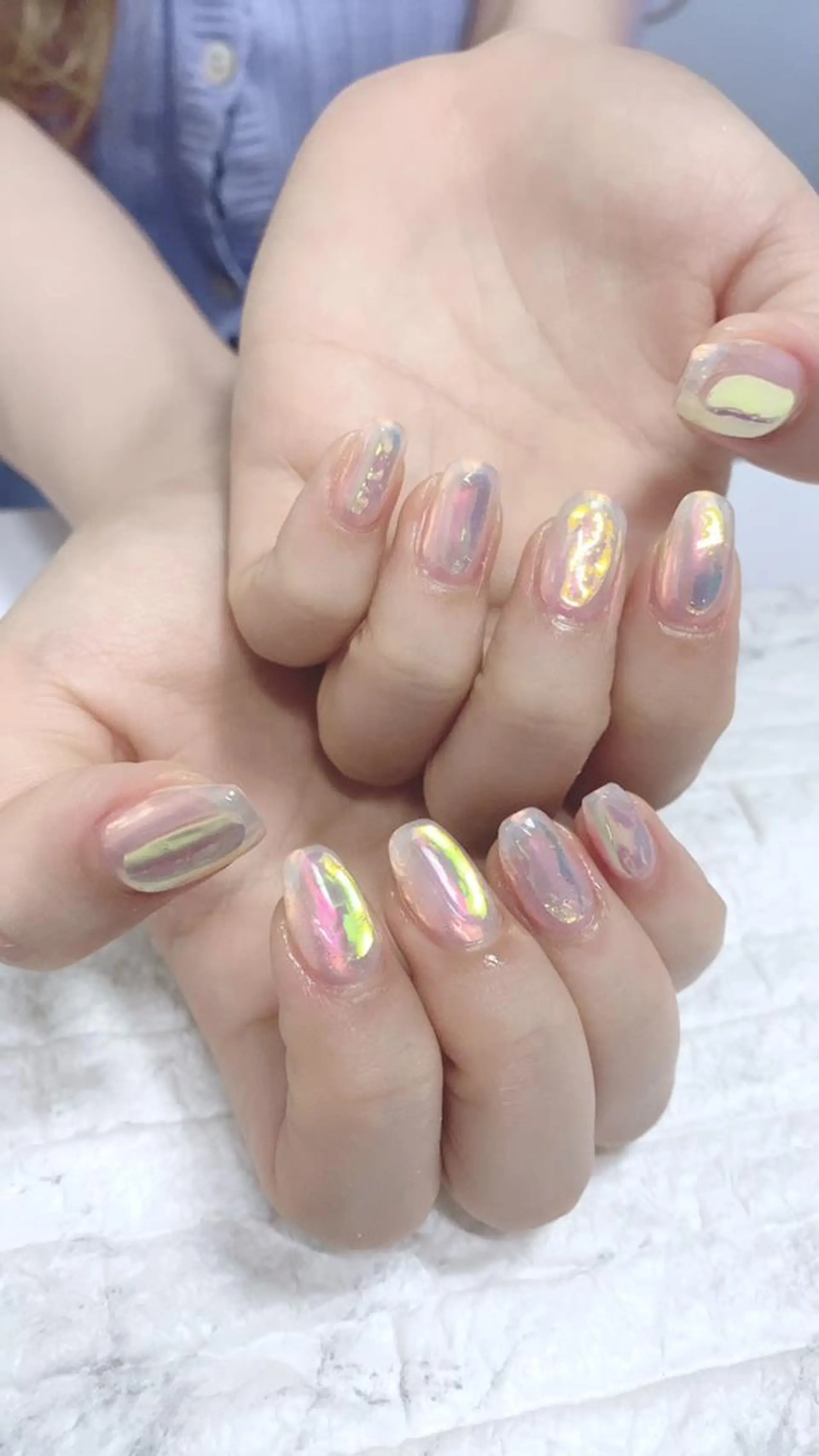 ネイル 氷ネイル・うるうるネイル ピンク ハンドネイル フットネイル yochi nailのネイルデザイン