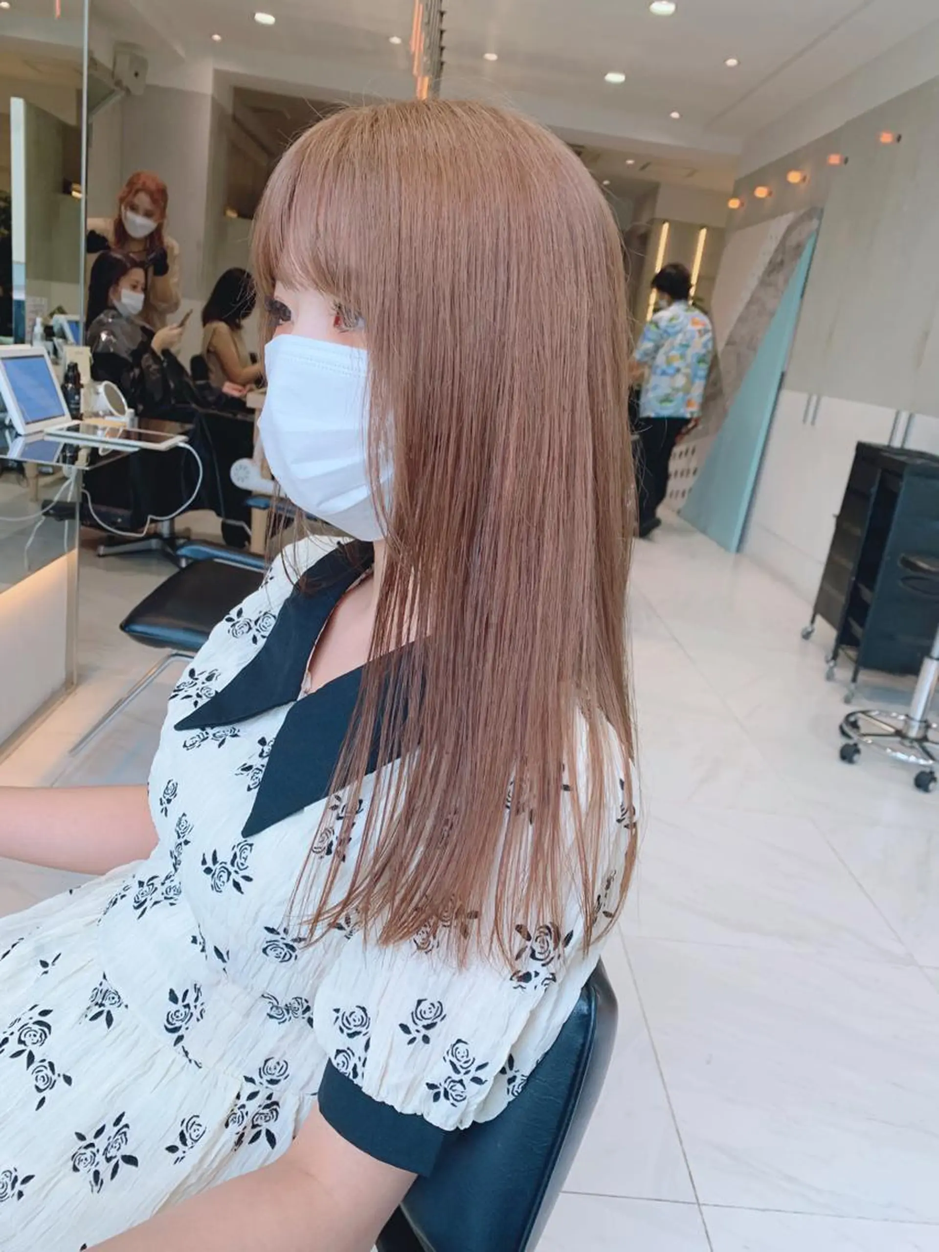 ロング オリーブ カラー✨有坂映哉のヘアスタイル