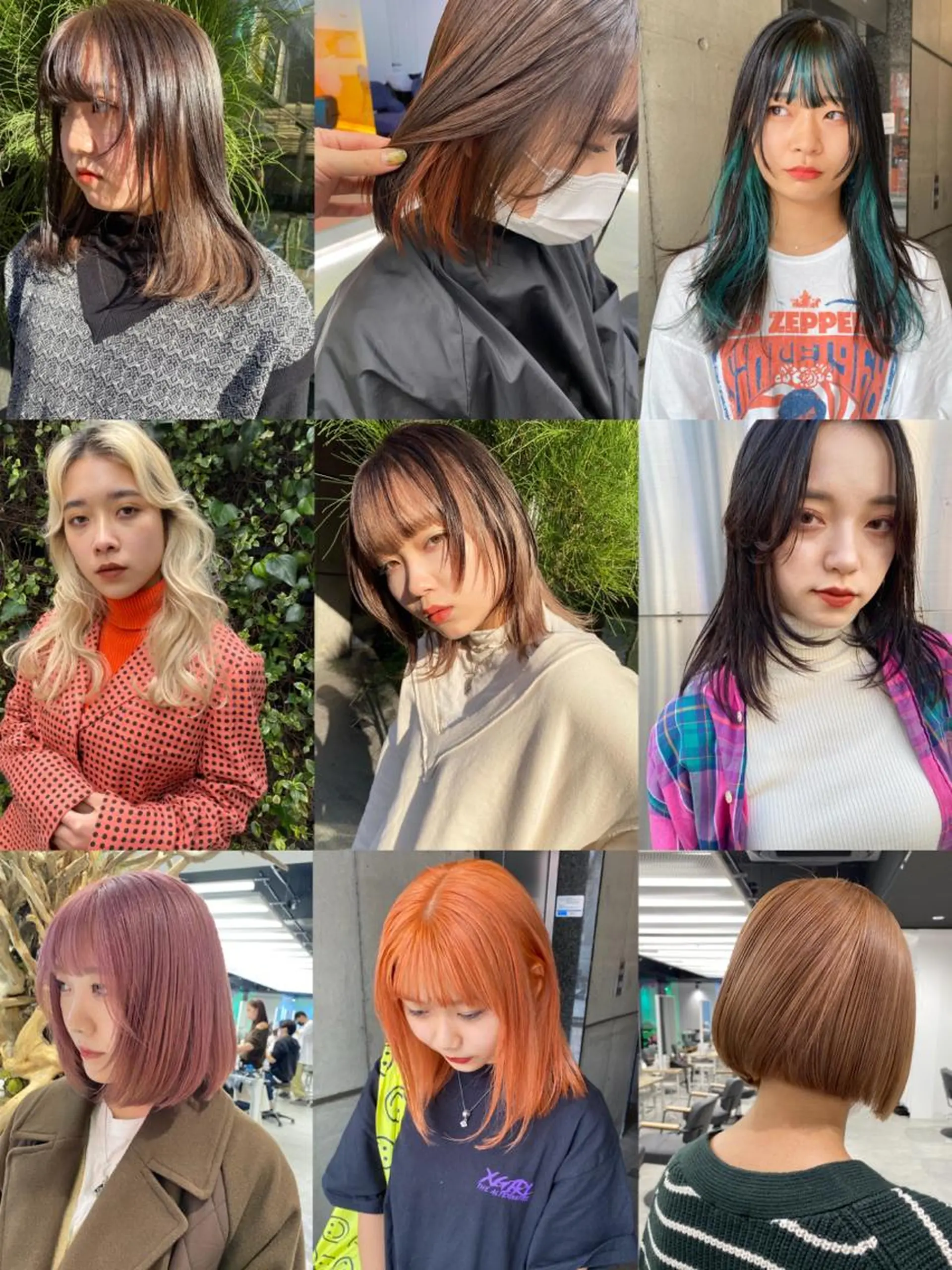 ミディアム カラー パーマ ヘアアレンジ メンズ キッズ ネイル アイブロウ mana 暖色カラーカットのヘアスタイル