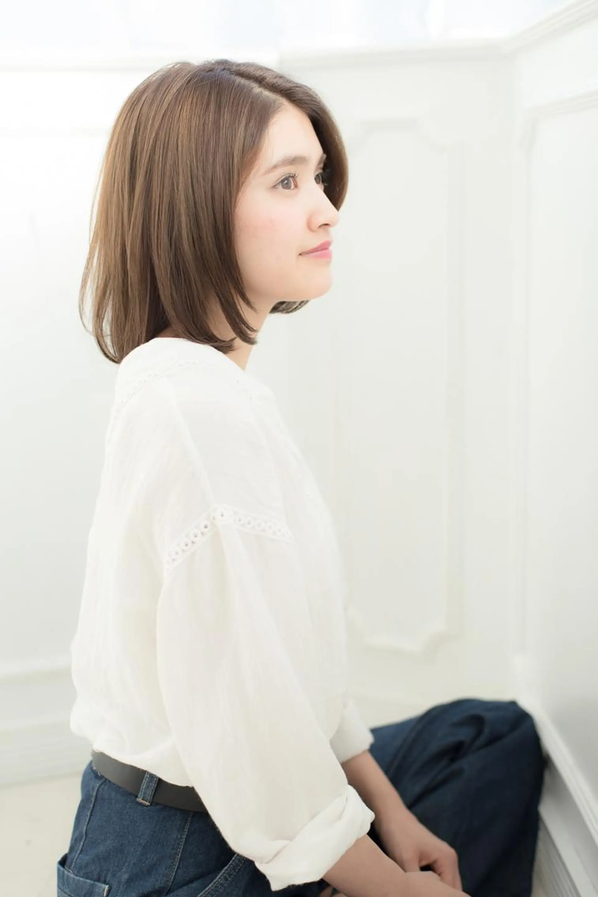 ミディアム アッシュ ボブ 伸ばしかけ a-granz 住吉店のヘアスタイル