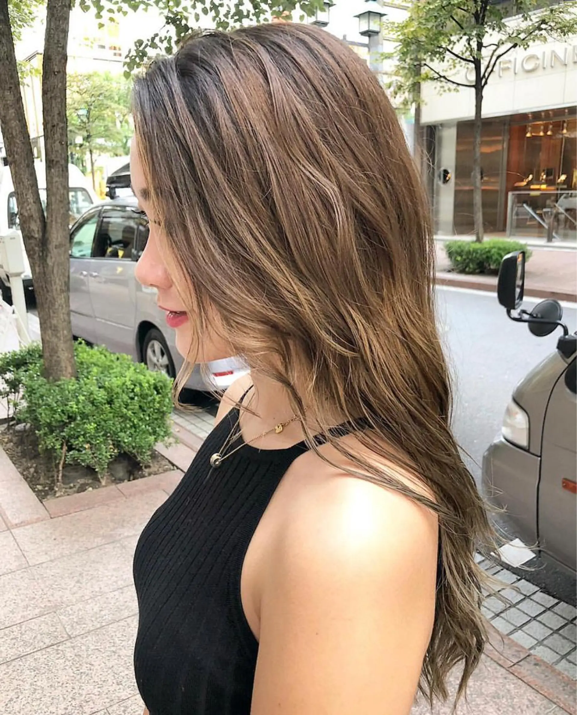 ロング ハイライト レイヤーカット 韓国／ハッシュカット ／透明感カラー／金野のヘアスタイル