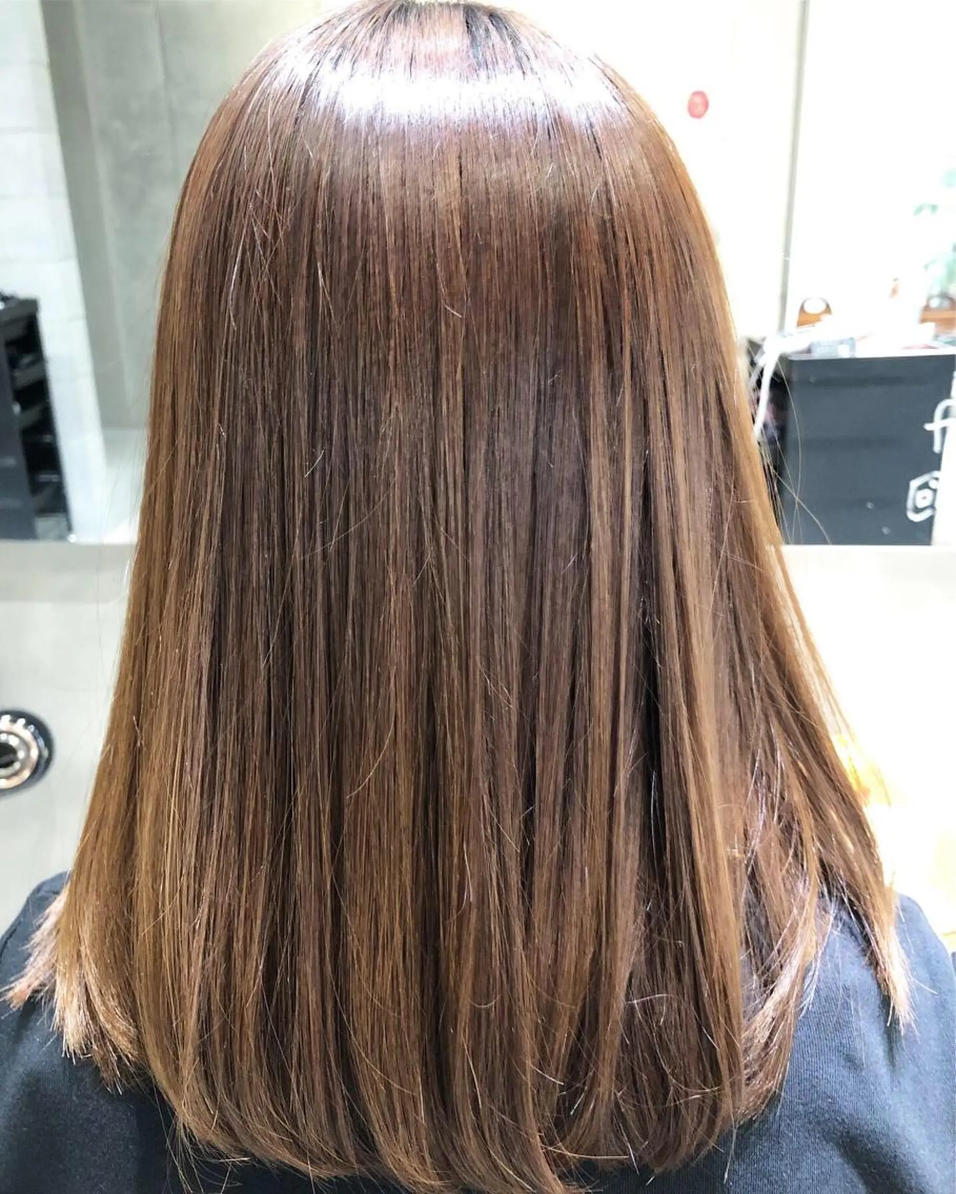 ミディアム 髪質改善 トリートメント カット ヘアカラー 縮毛矯正 トリートメント くまがい みゆ【edge.】のヘアスタイル