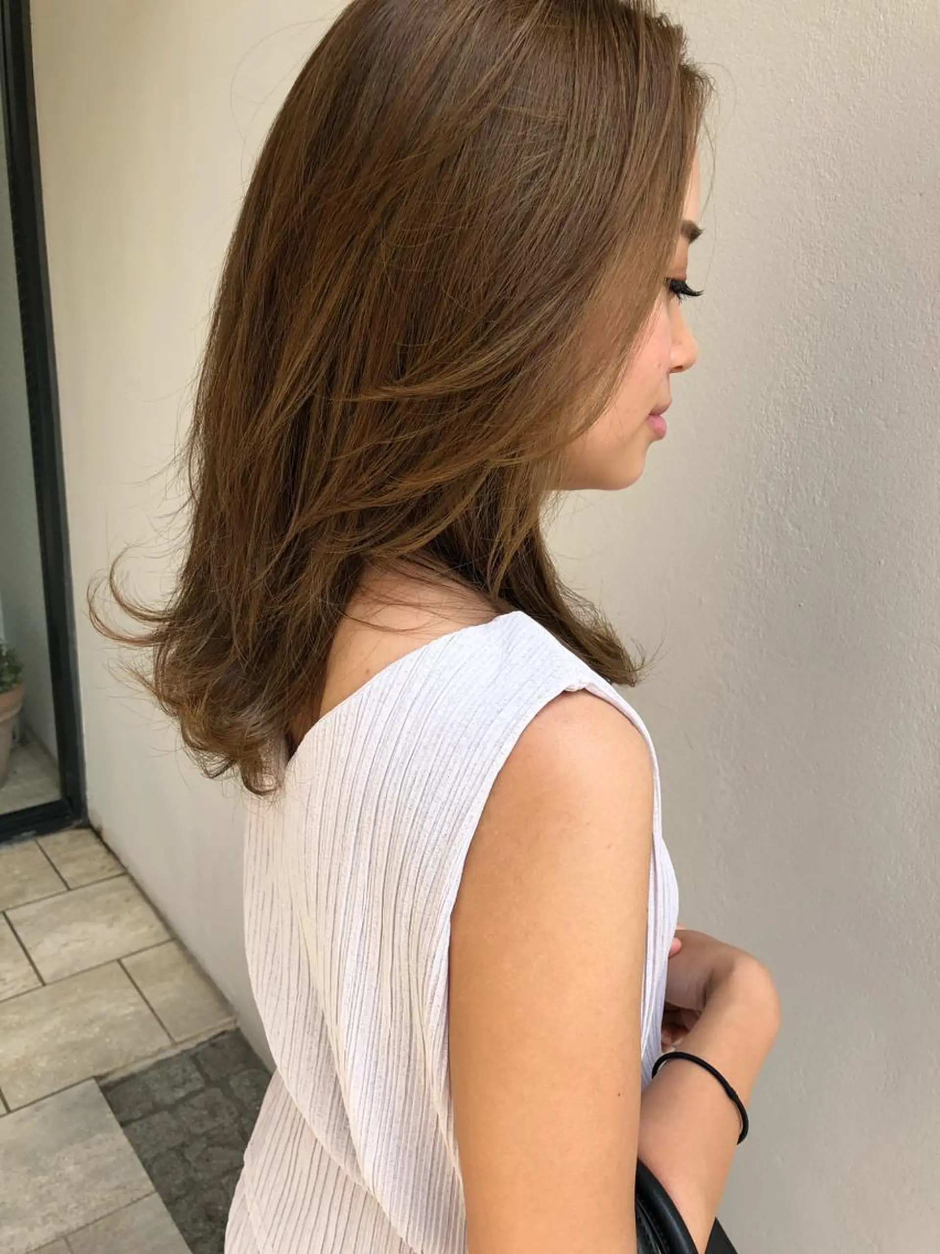 セミロング 切りっぱなしボブ セミロングパーマ アッシュ ボブ 外国人風カラー ショート職人 美容師【KENTA】のヘアスタイル