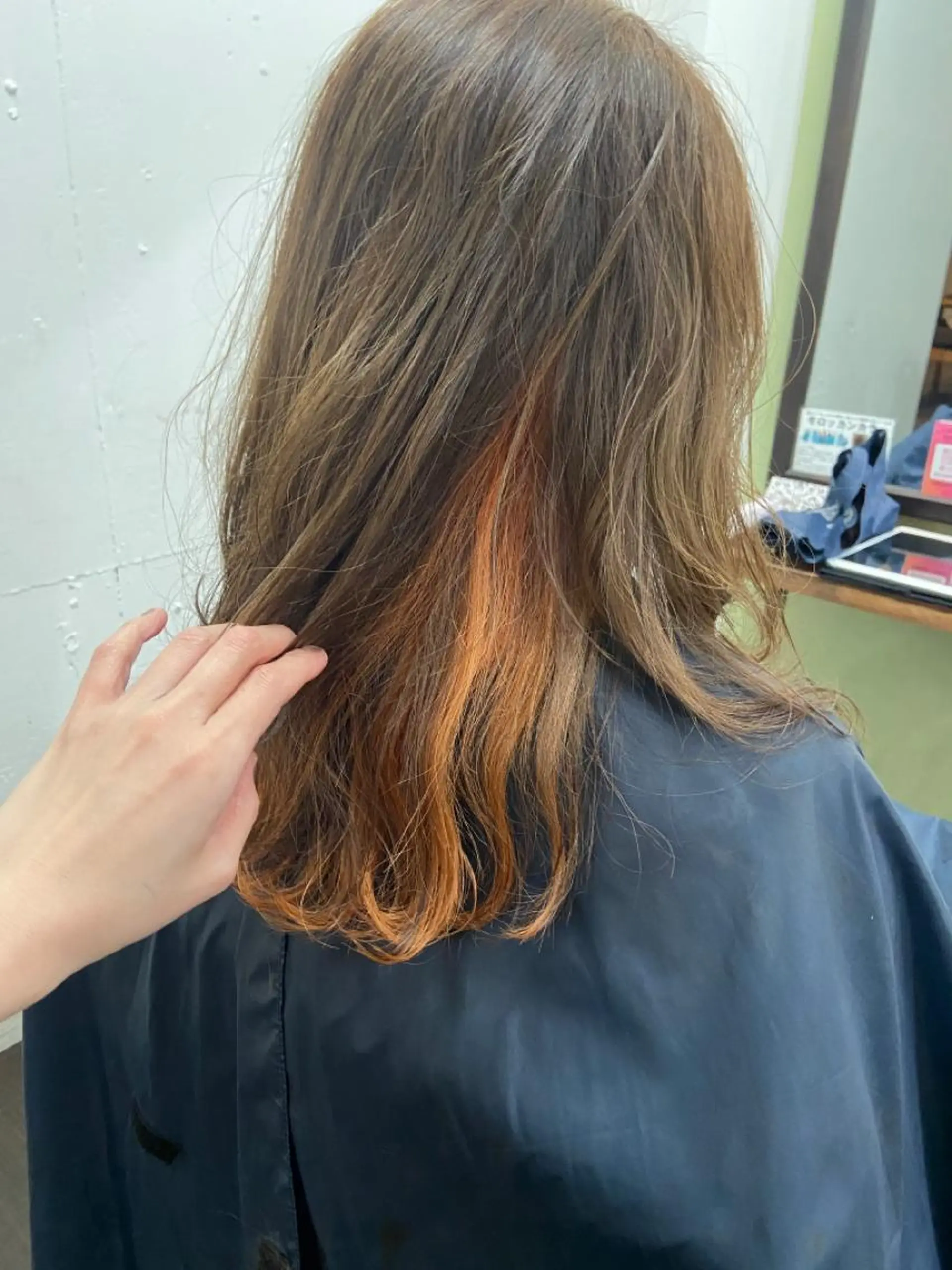 セミロング カラー パーマ ヘアアレンジ メンズ キッズ ネイル マツエク・マツパ オレンジ カラーマツエク オレンジ 久木原 ゆりのヘアスタイル