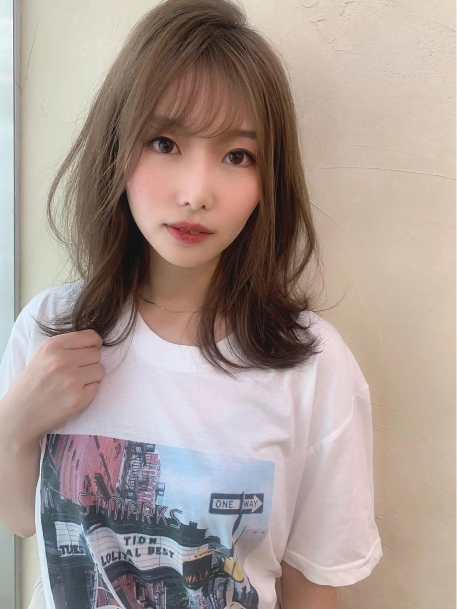 セミロング 韓国風ヘア レイヤーカット カット ヘアカラー トリートメント 中園 祥吾のヘアスタイル