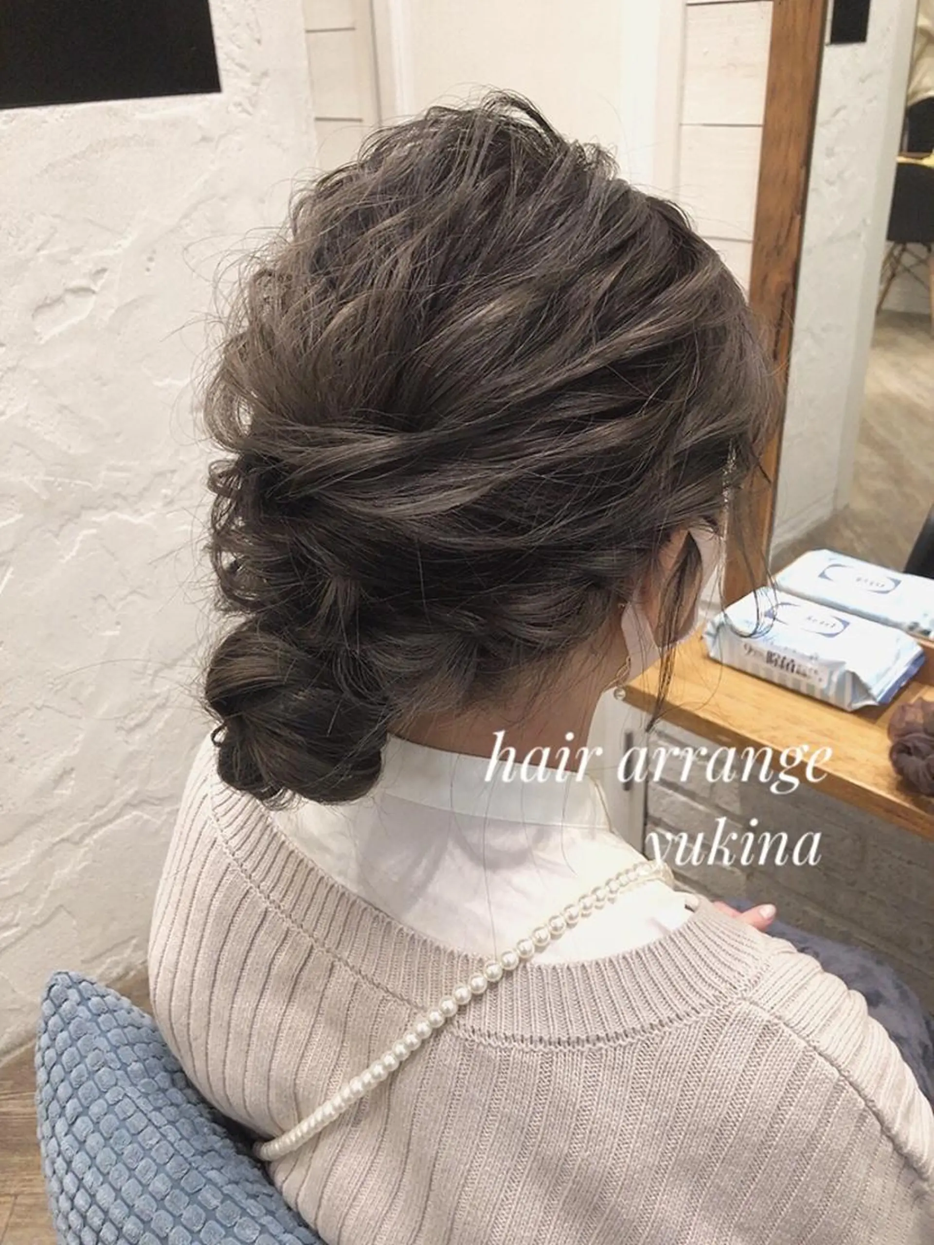 セミロング お団子ヘア ヘアセット ✨透明感ケアカラー✨ 長野ゆきなのヘアスタイル