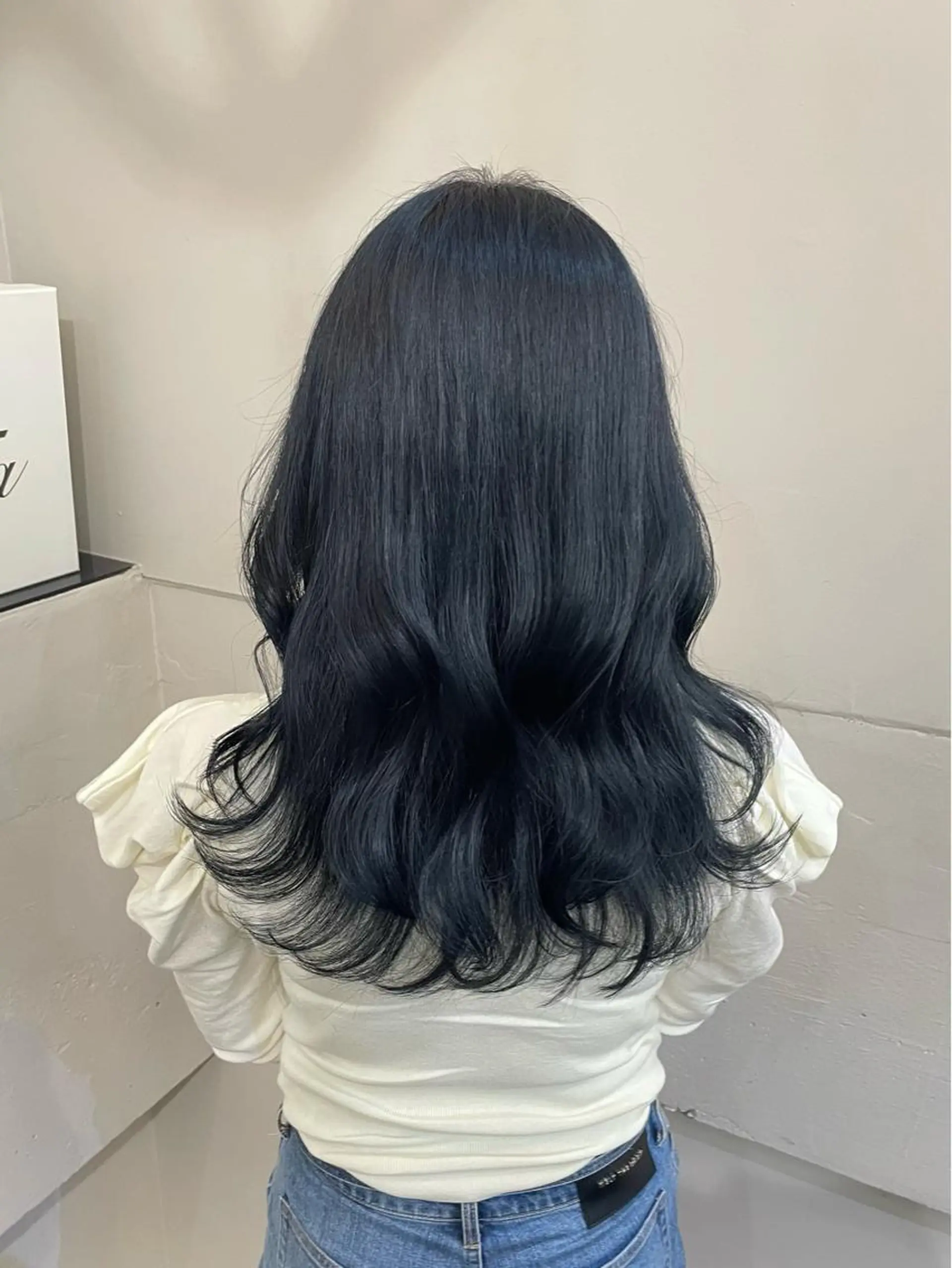 セミロング カラー 黒髪 ブルーカラー ブルーブラック ハイトーンカラー くびれヘア カット ヘアカラー トリートメント 横浜/レイヤーカット /韓国ヘア/佐藤記正のヘアスタイル