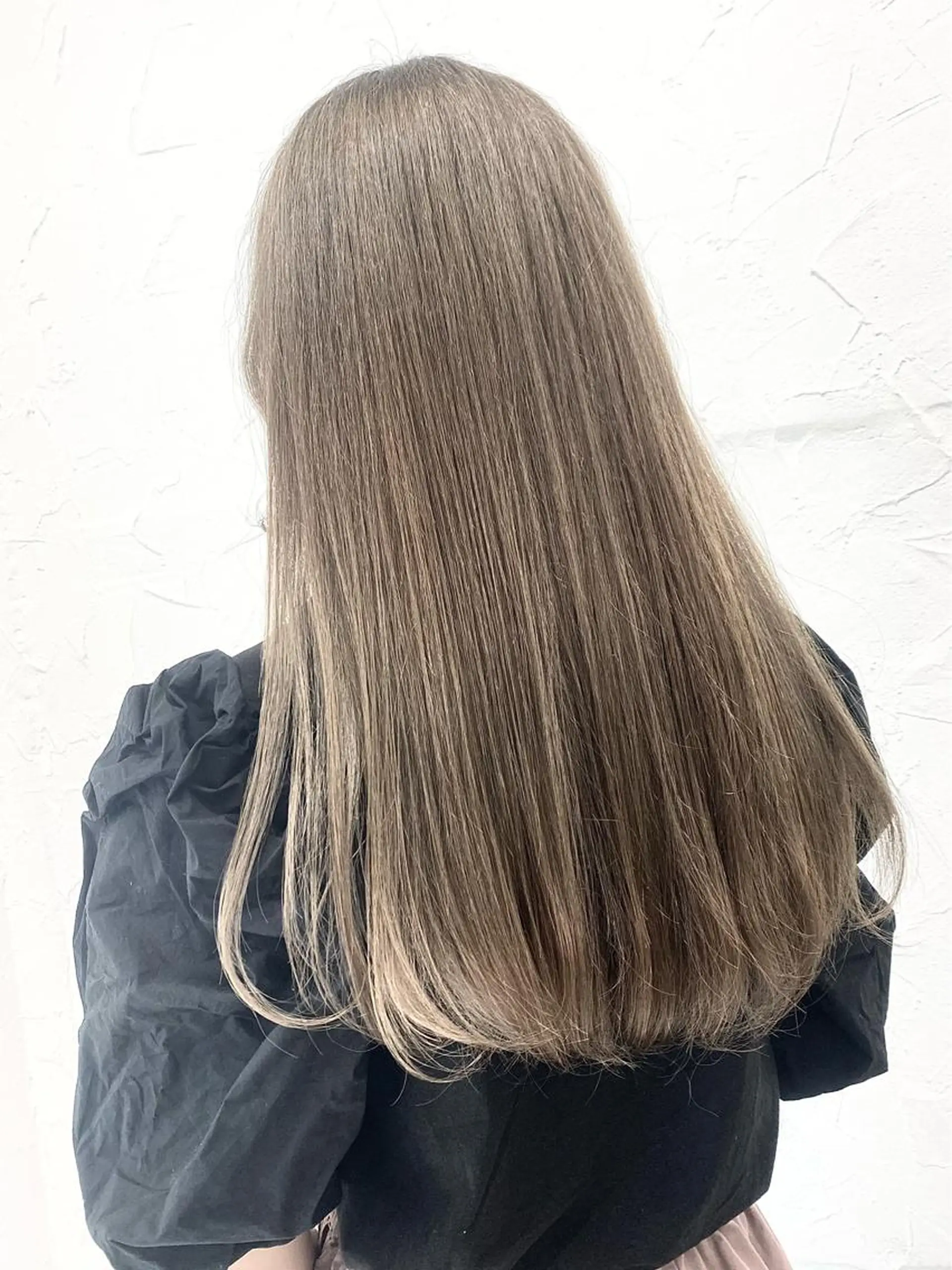 ロング カラー バレイヤージュ ミストバング ベージュカラー 黒髪 ブリーチ 脱！黒髪 ダブルカラー【上野】のヘアスタイル