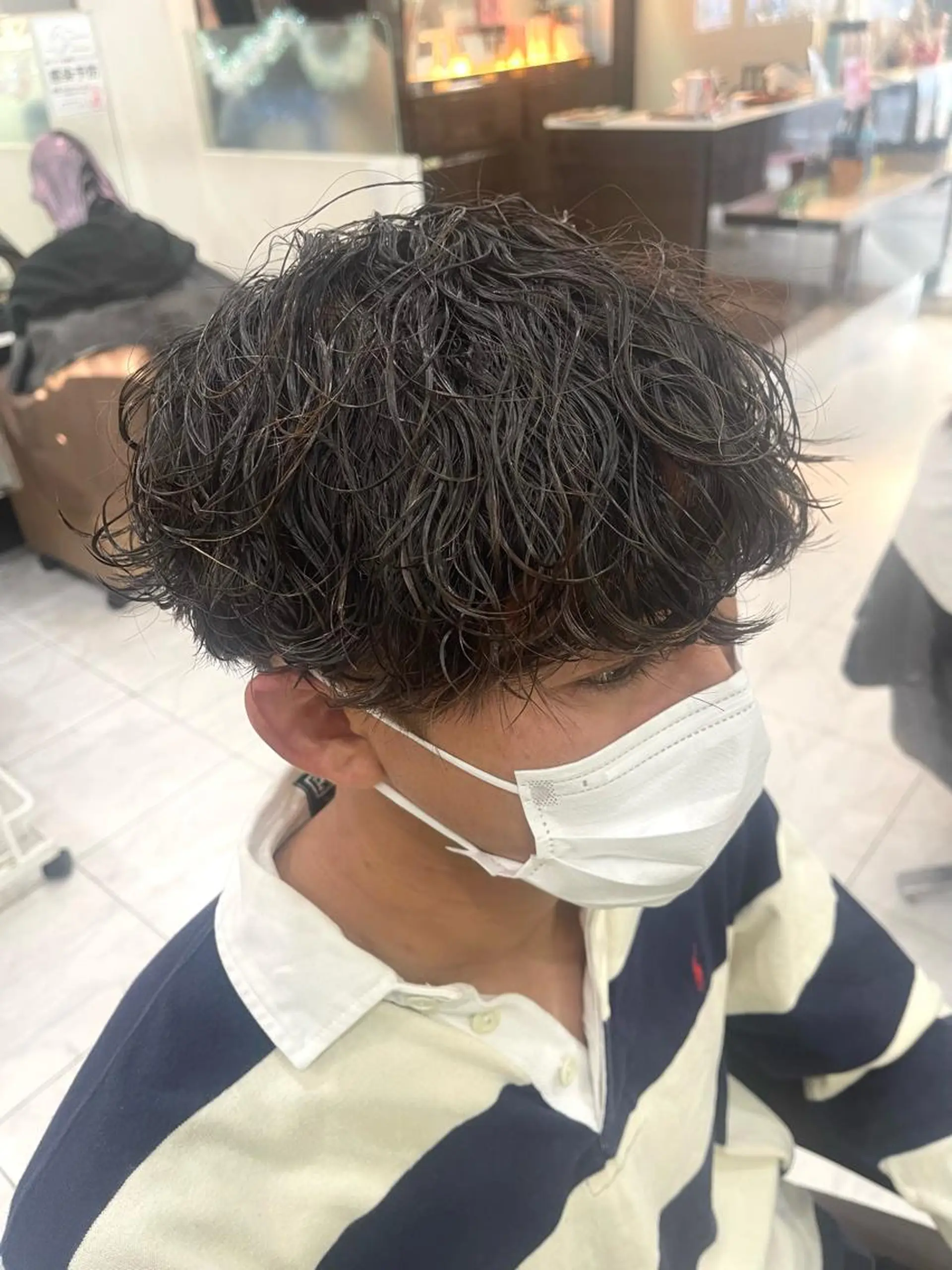 ショート パーマ メンズ メンズパーマ 波巻きパーマ カット パーマ トリートメント 🌻メンズカット 落合諒🌻のヘアスタイル