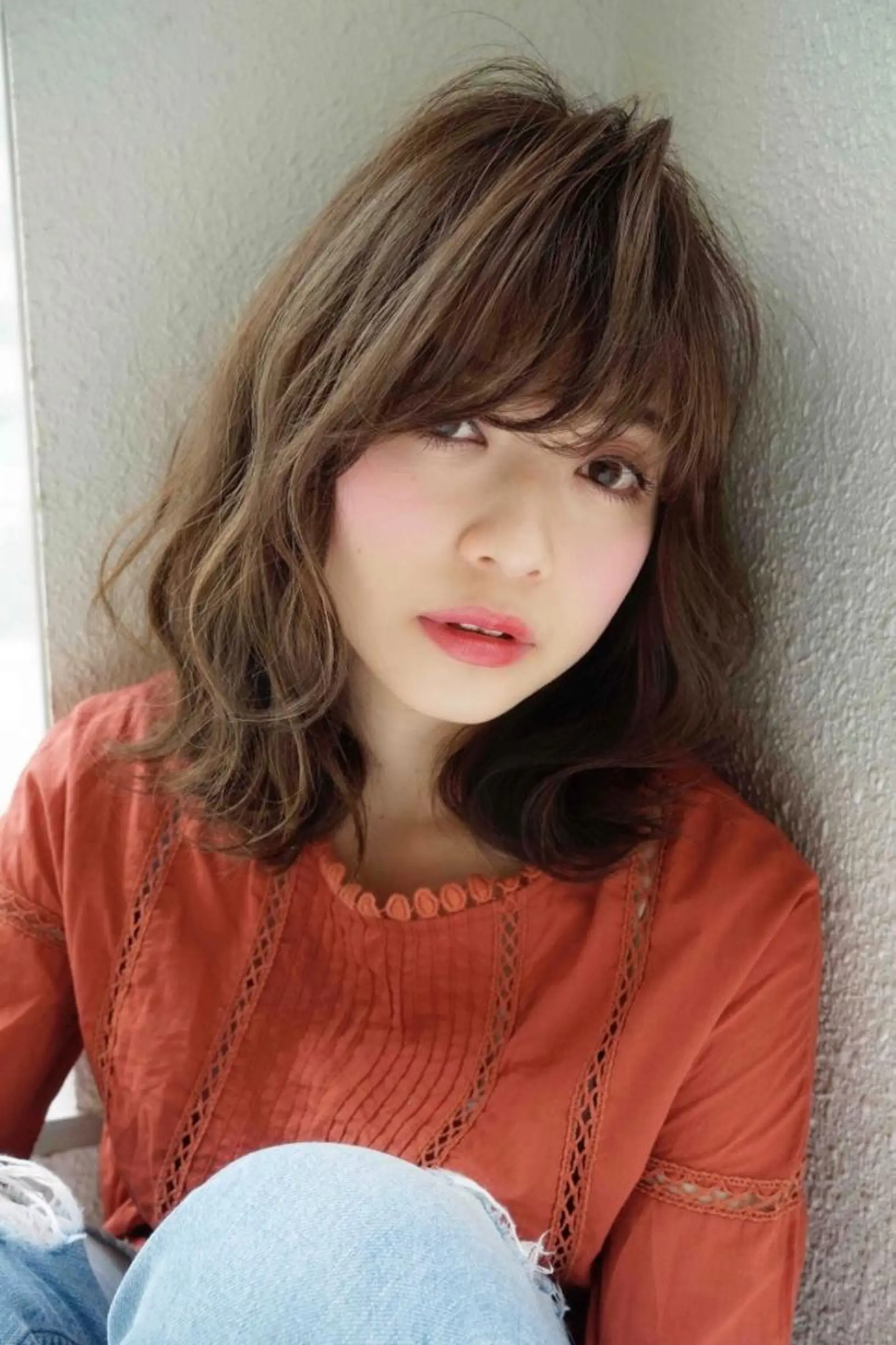 ミディアム カラー 韓国メンズヘア　ミル クティボブ　足立佳代のヘアスタイル