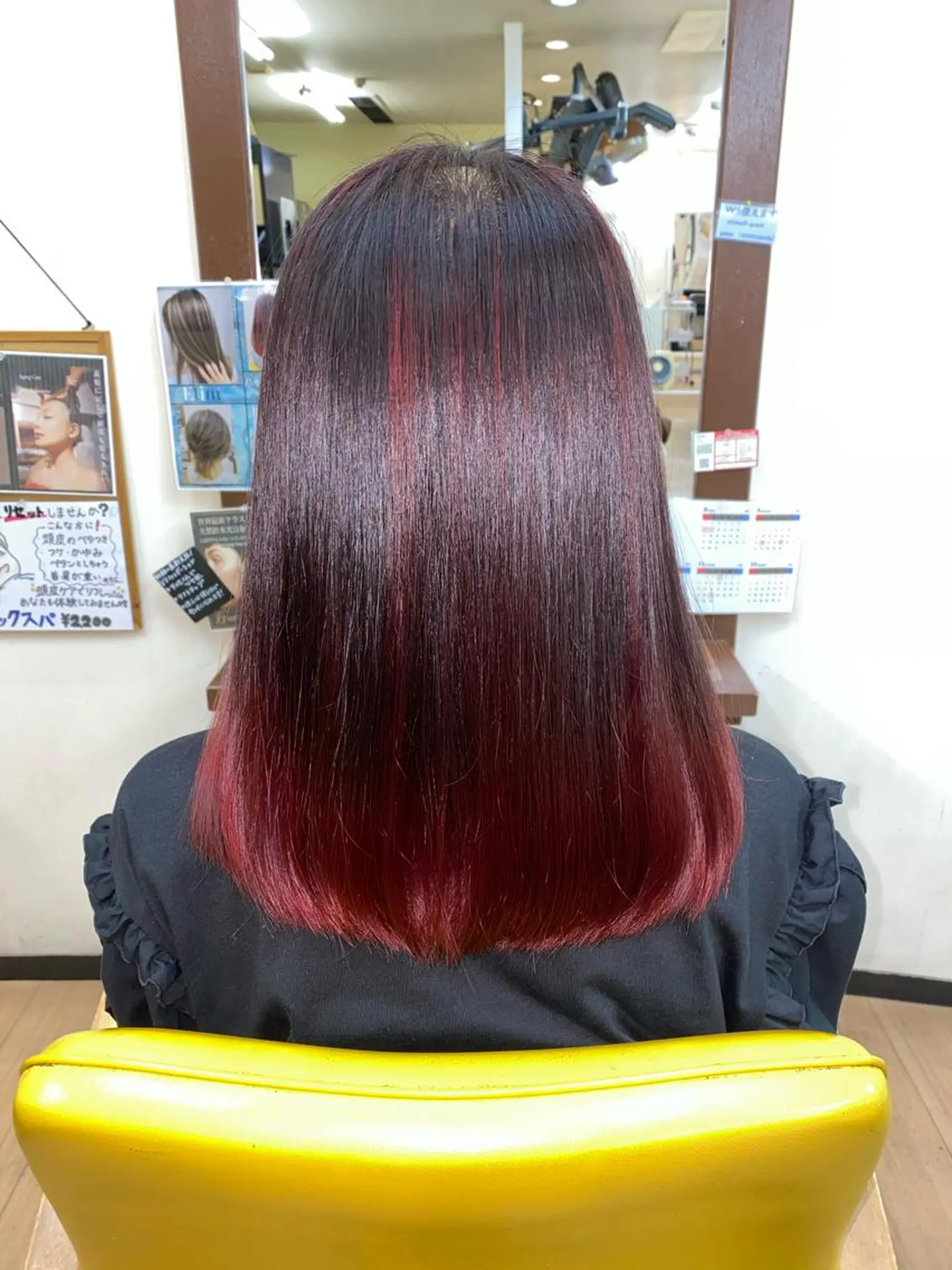 ロング カラー バレイヤージュ レッドカラー バイオレットカラー 髪質改善 レイヤーカット 寺澤 🌈祐のヘアスタイル