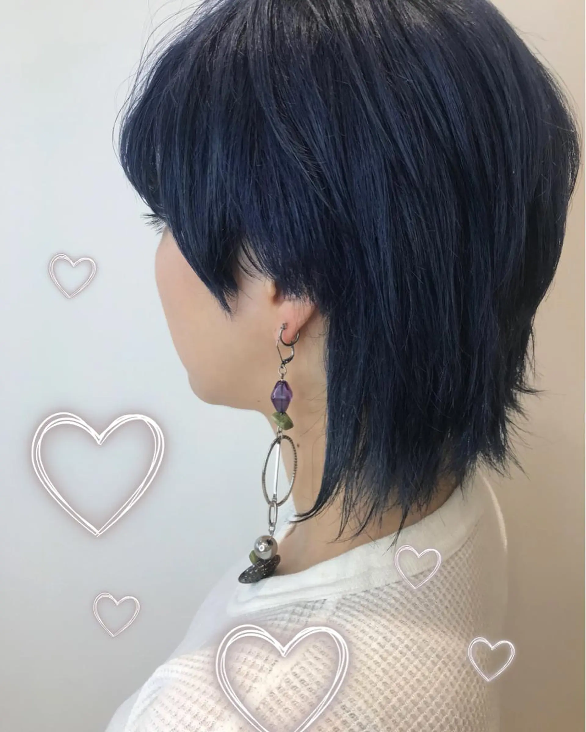 ショート カラー ネイビーカラー ウルフカット 新宿駅近♡個室 ♡関口三都季🌜のヘアスタイル