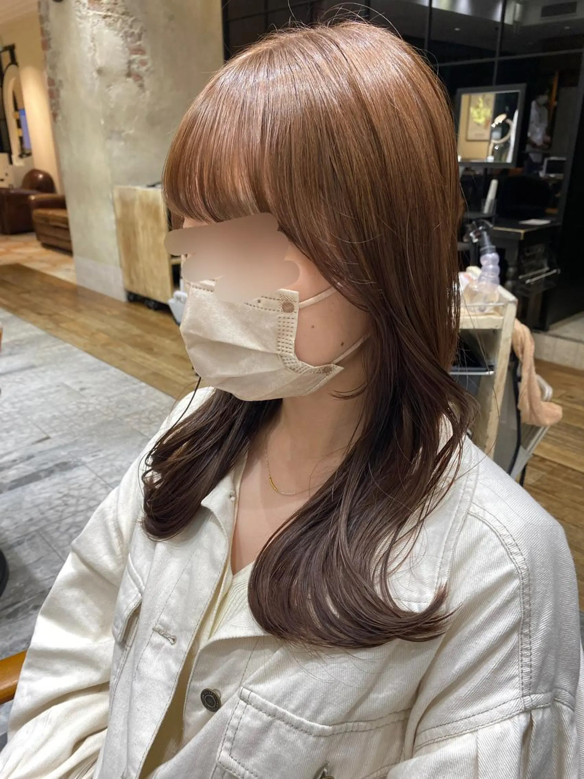 セミロング カラー ベージュカラー ブラウンカラー ブラウンベージュ ショコラブラウン くびれヘア 顔周り/くびれヘア 韓国ヘア💕風間るなのヘアスタイル