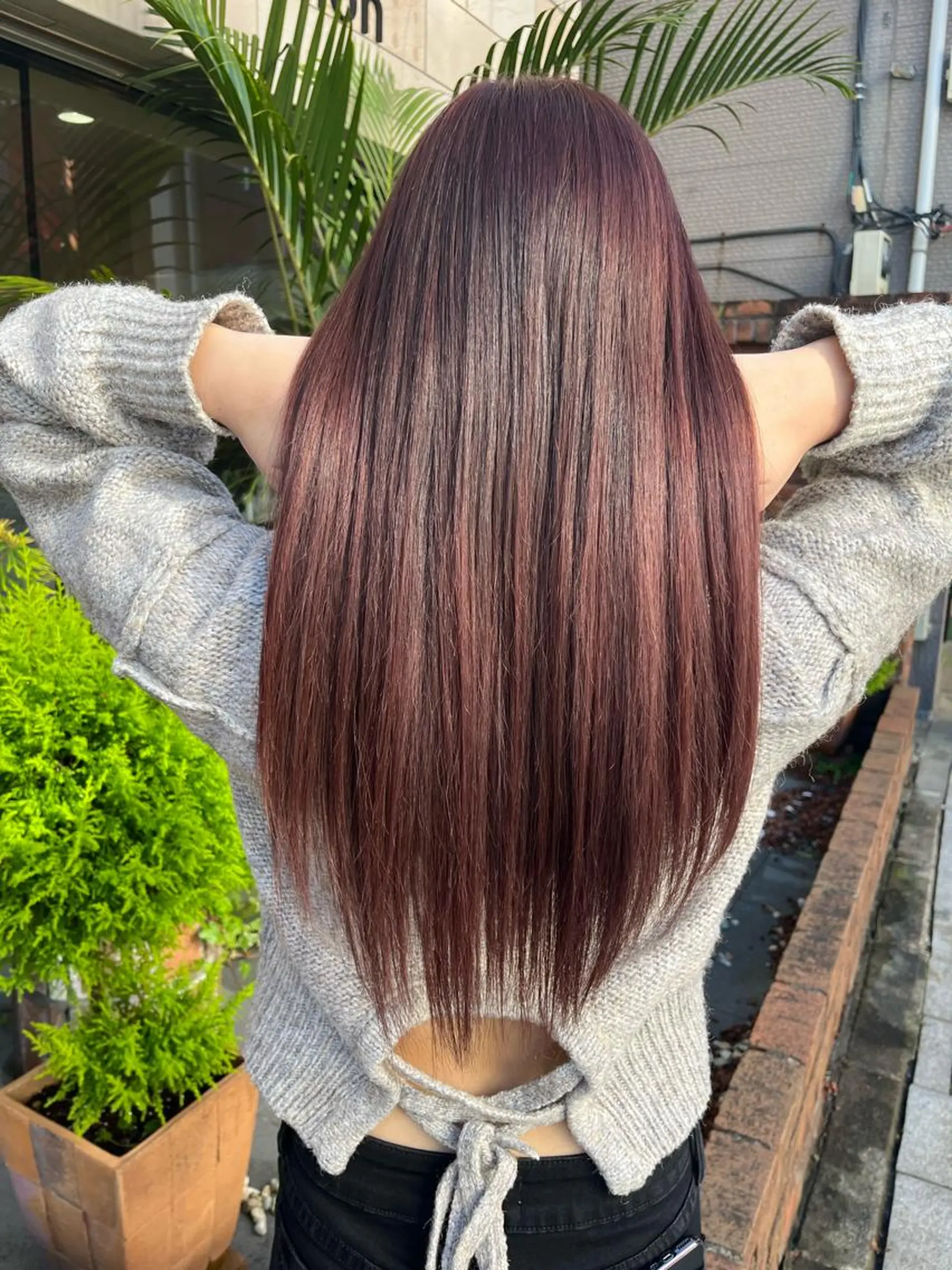 ロング カラー ブラウンカラー ピンクカラー ピンクブラウン ヘアカラー トリートメント SHIAN 八王子👼鬼塚さやかのヘアスタイル