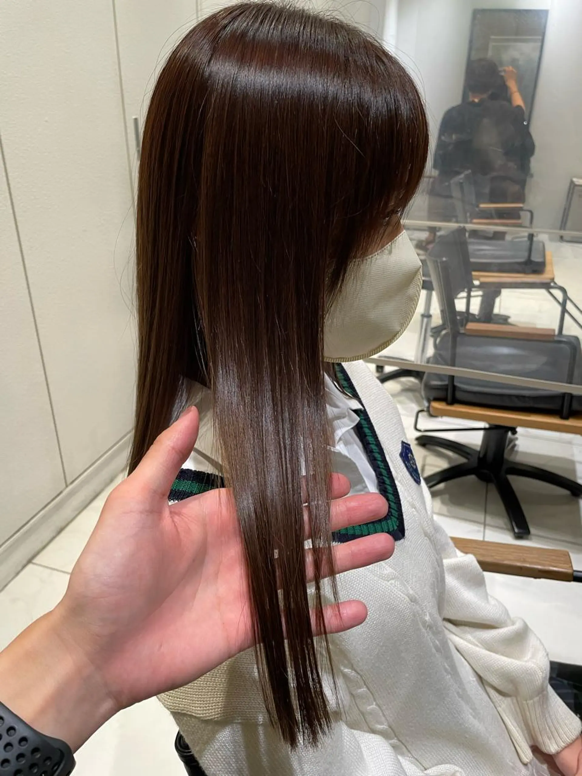 ロング カラー ブラウンカラー チョコレートブラウン 弱酸性ストレート 髪質改善/小野寺のヘアスタイル