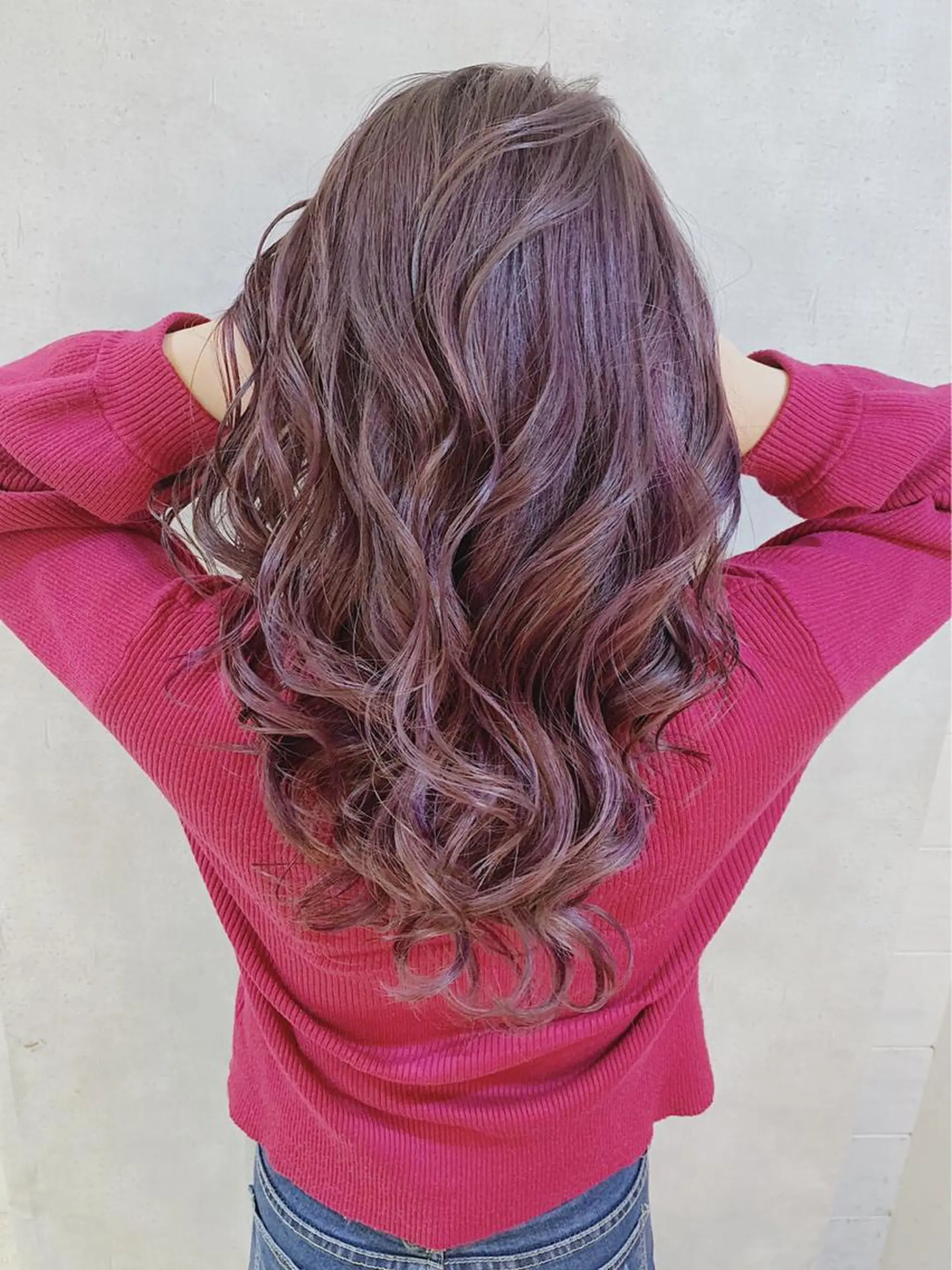 ロング カラー ハイライトカラー ピンクカラー ハイライト _WHITE 難波本店のヘアスタイル