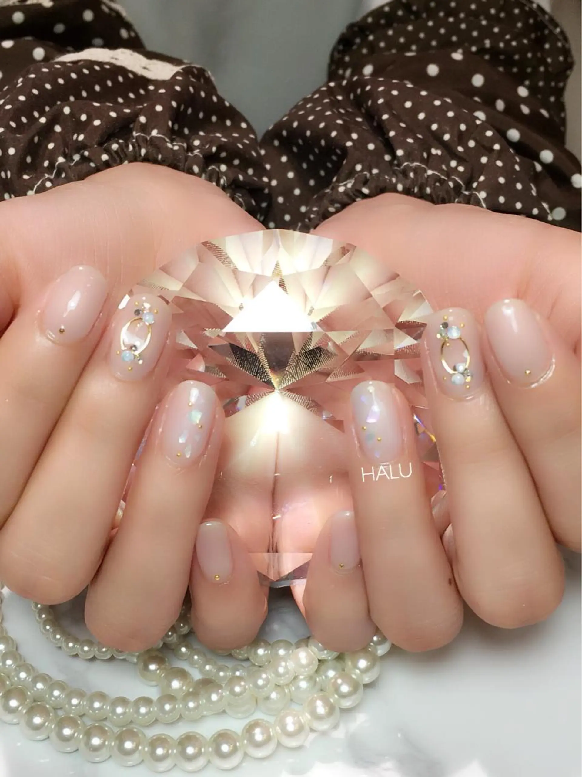 ネイル キラキラネイル ピンク ピンクベージュ HALU ハルのネイルデザイン