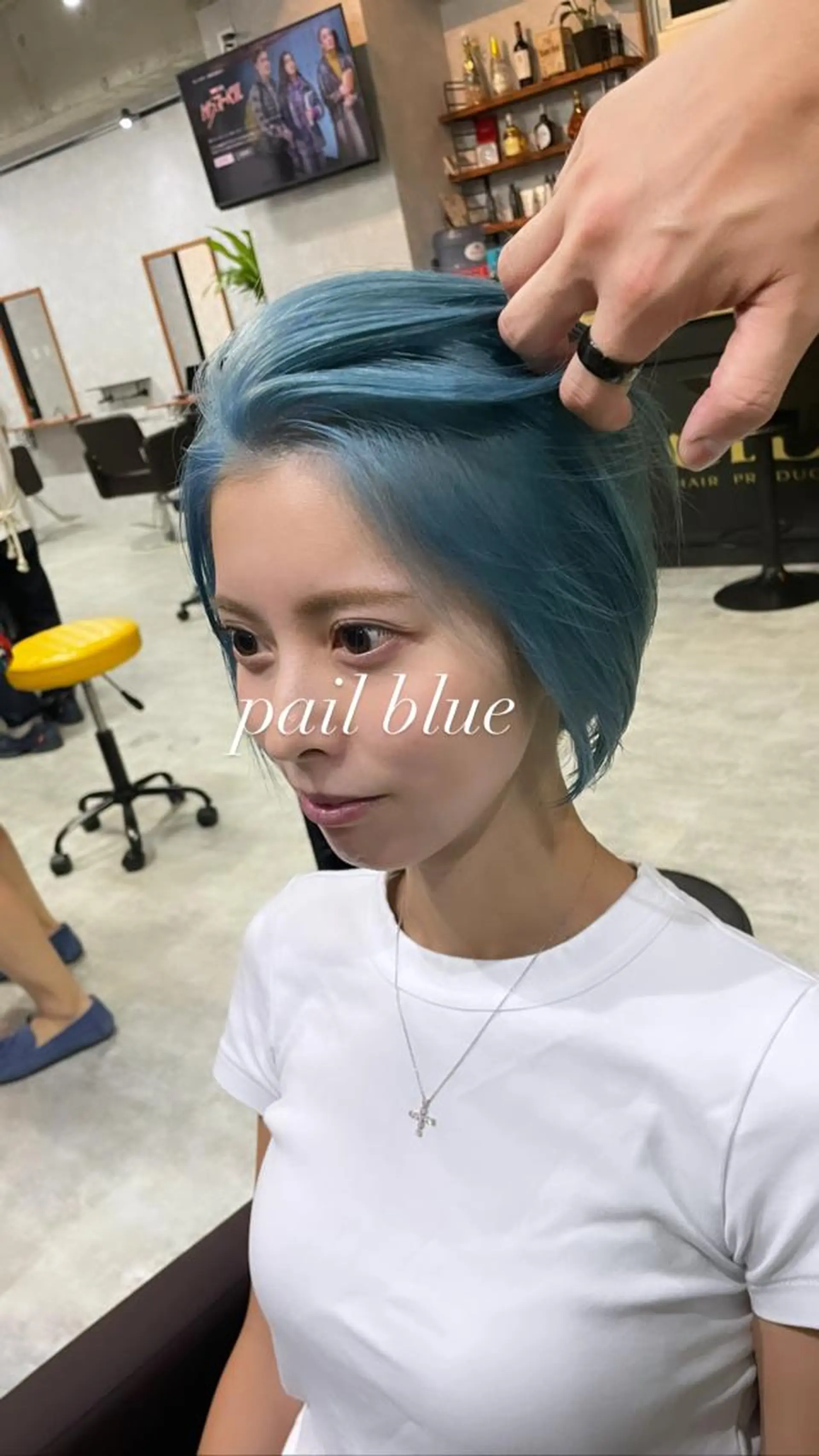 ショート アッシュ 韓国風カラー ボブ ハイライト 韓国風ヘア andKおもろまち店 艶ダブルカラー✨のヘアスタイル