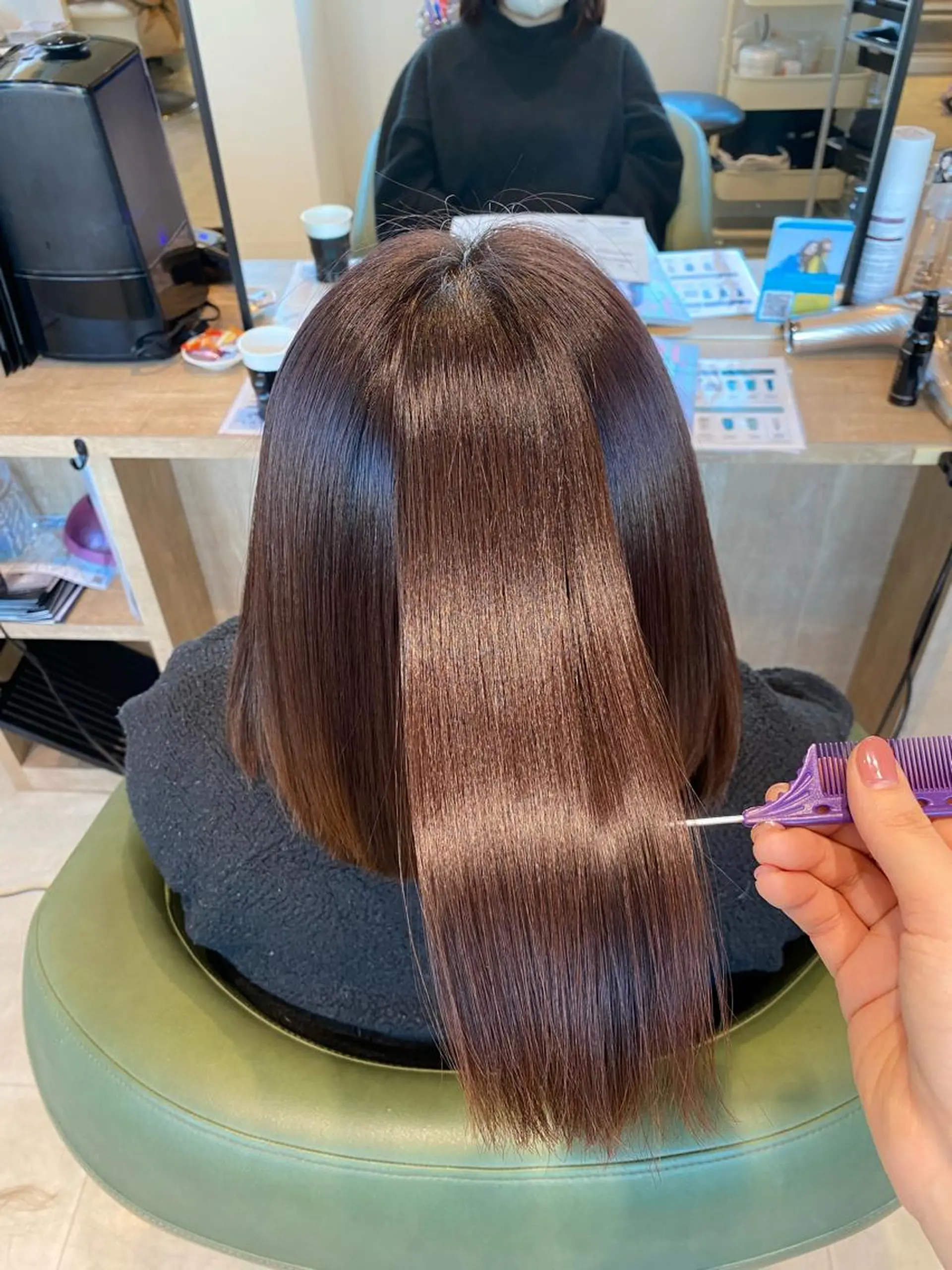 ミディアム 髪質改善 ヘアカラー 縮毛矯正 鹿児島 聖来のヘアスタイル