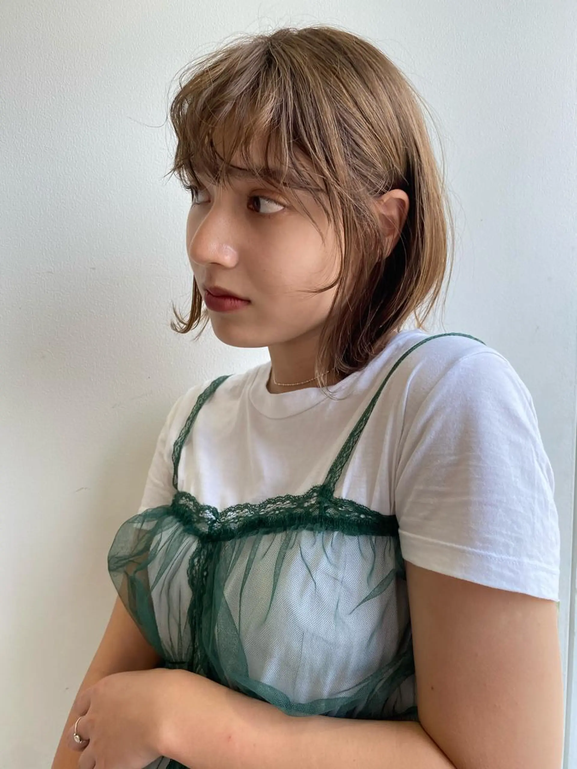 ミディアム カラー 店長/mao/ 前髪/顔周りカットのヘアスタイル