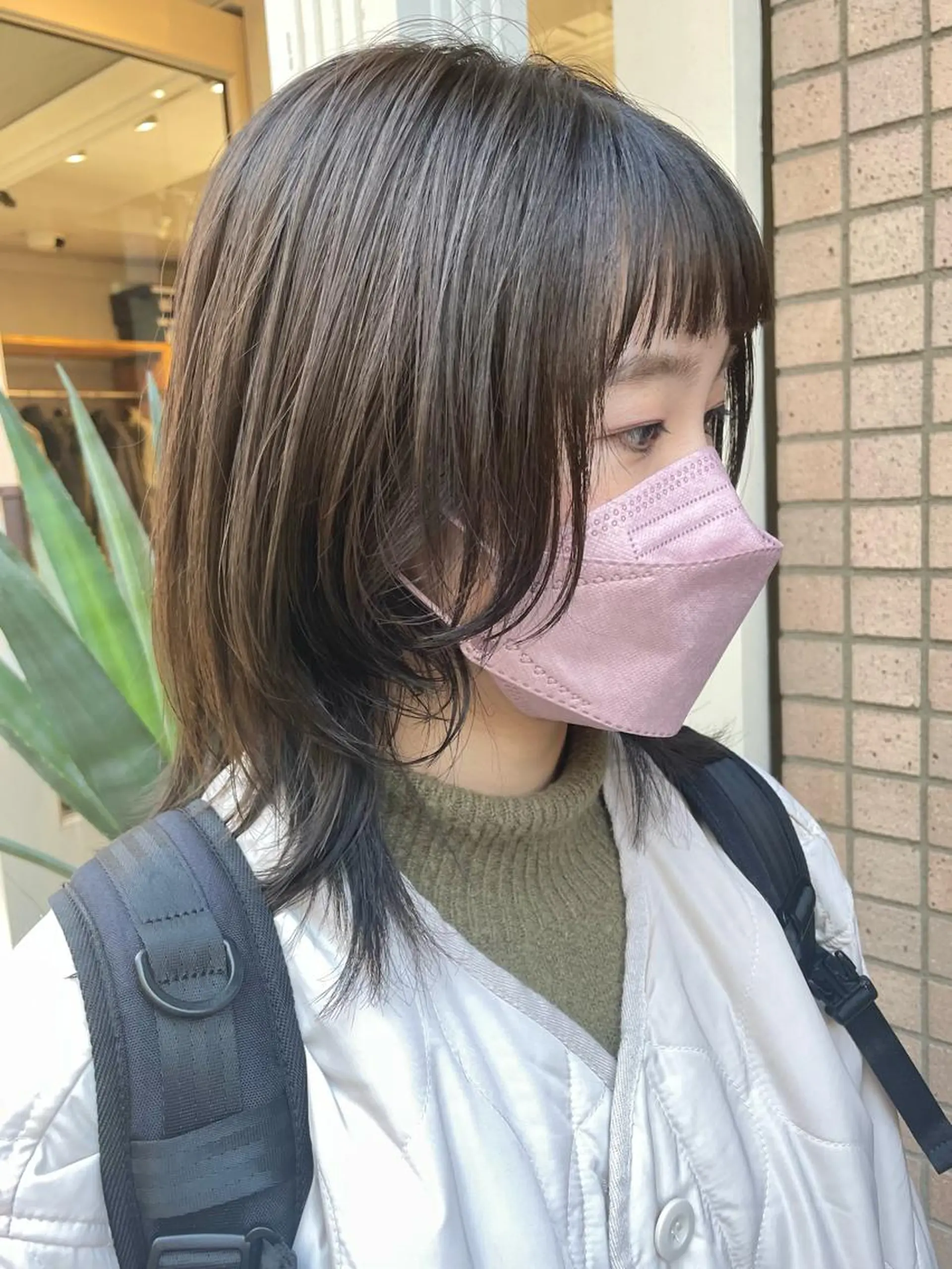 ミディアム カラー 切りっぱなしボブ ミディアムパーマ 透明感カラー ボブ ウルフカット 銀座No.1髪質改善 縮毛矯正/本木のヘアスタイル