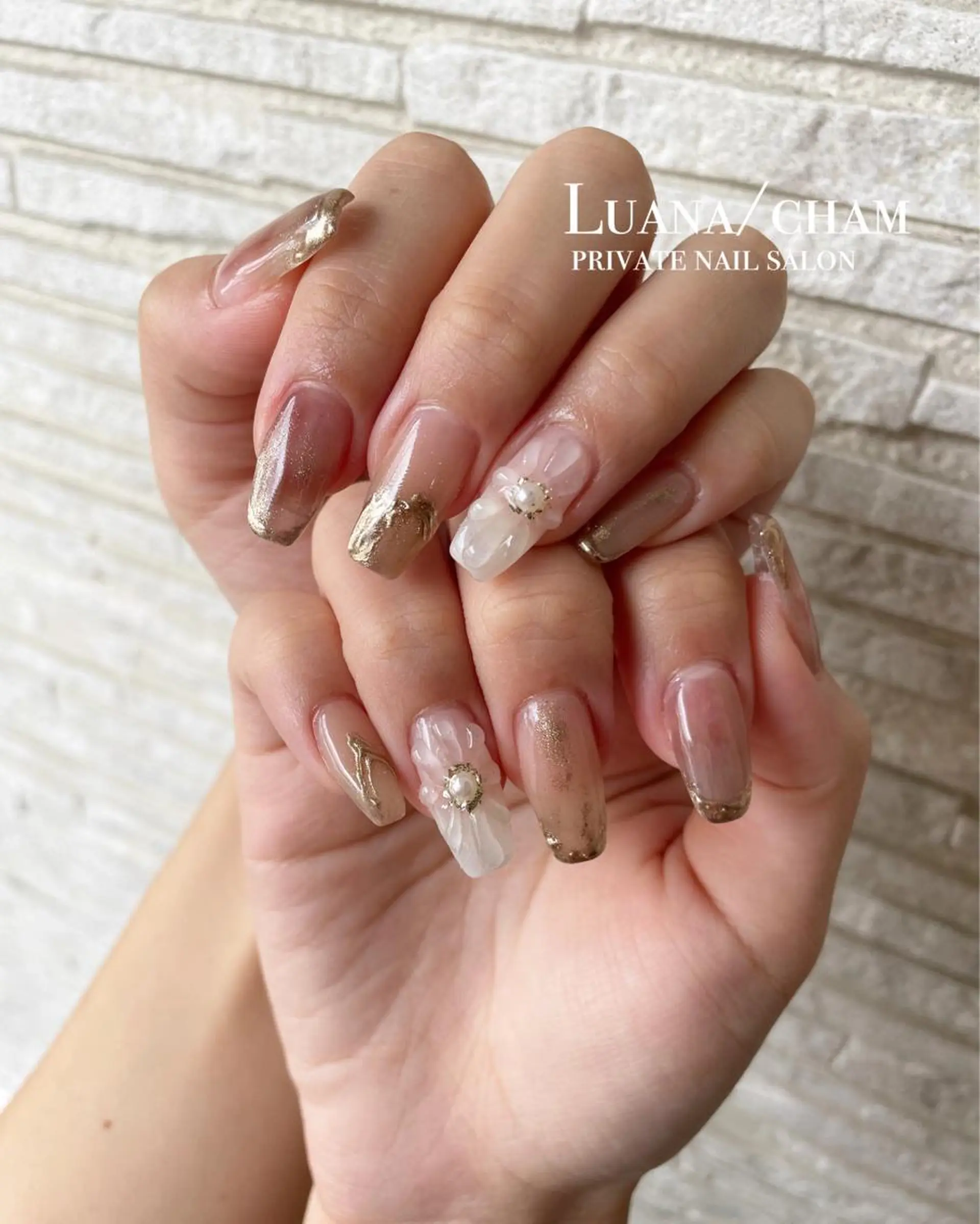 ロング ネイル アートネイル 長さ出し フラワーネイル ぷっくりネイル ハンドネイル nail salon neigeのネイルデザイン