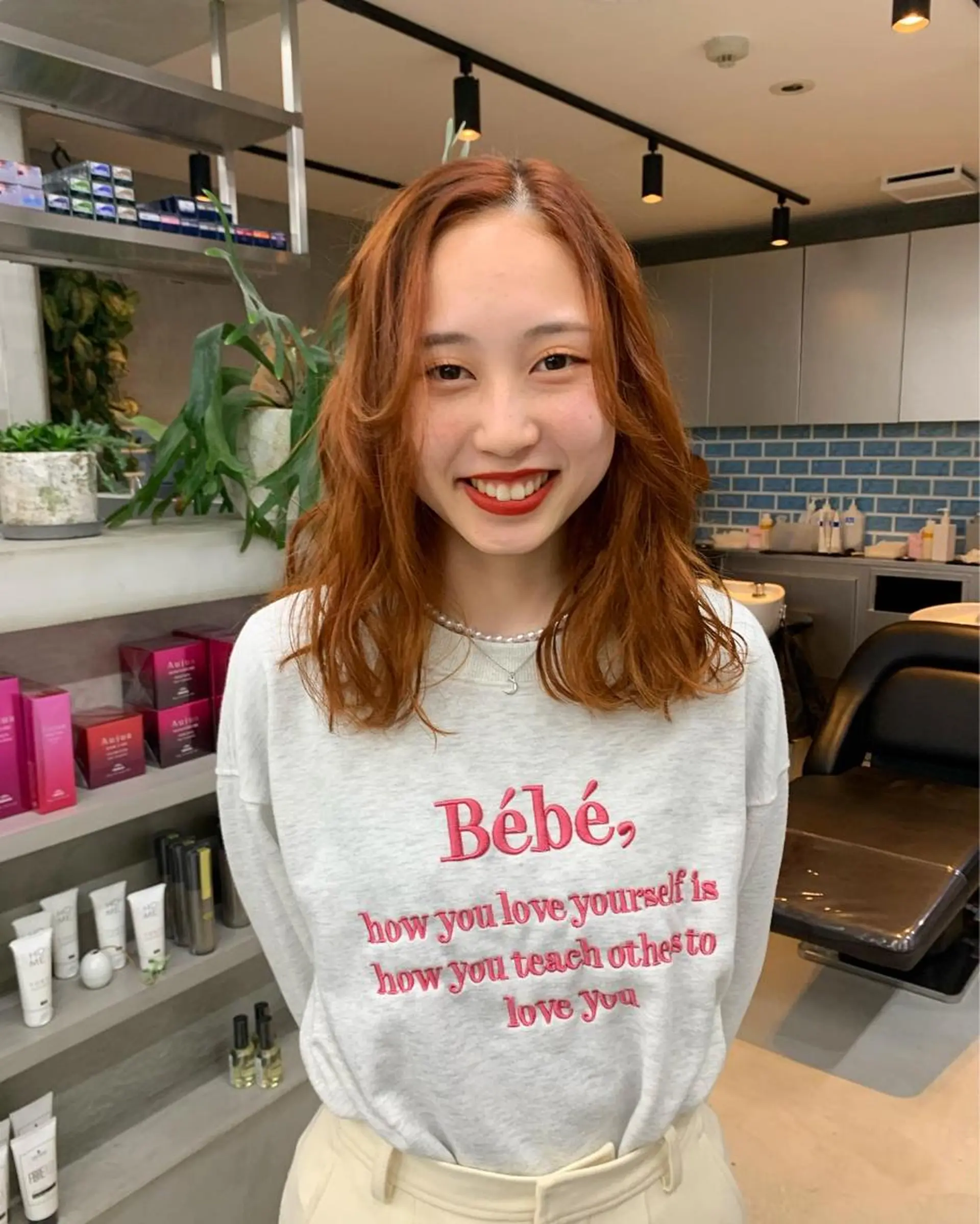 カラー オレンジ 韓国ヘア 🎀華澄のヘアスタイル