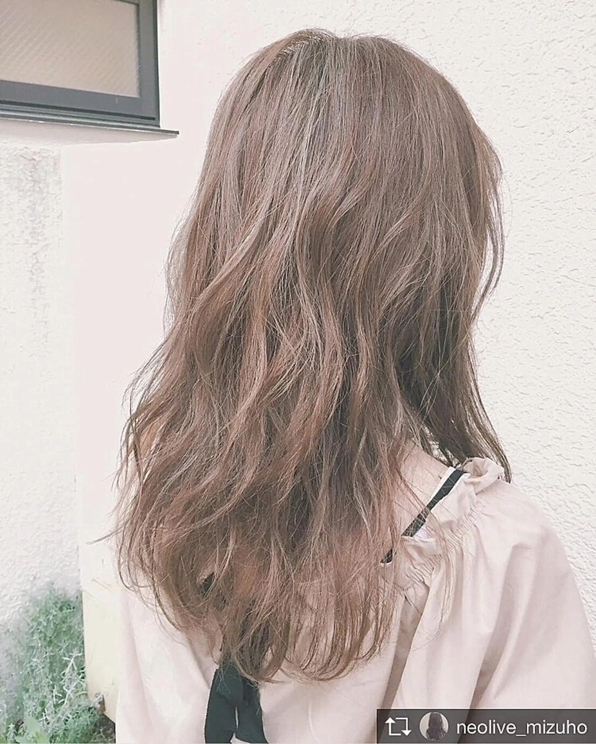 ロング カラー パーマ ヘアアレンジ アッシュ ハイライトカラー ハイライト 【白髪ぼかし 専門GBG】自由が丘のヘアスタイル