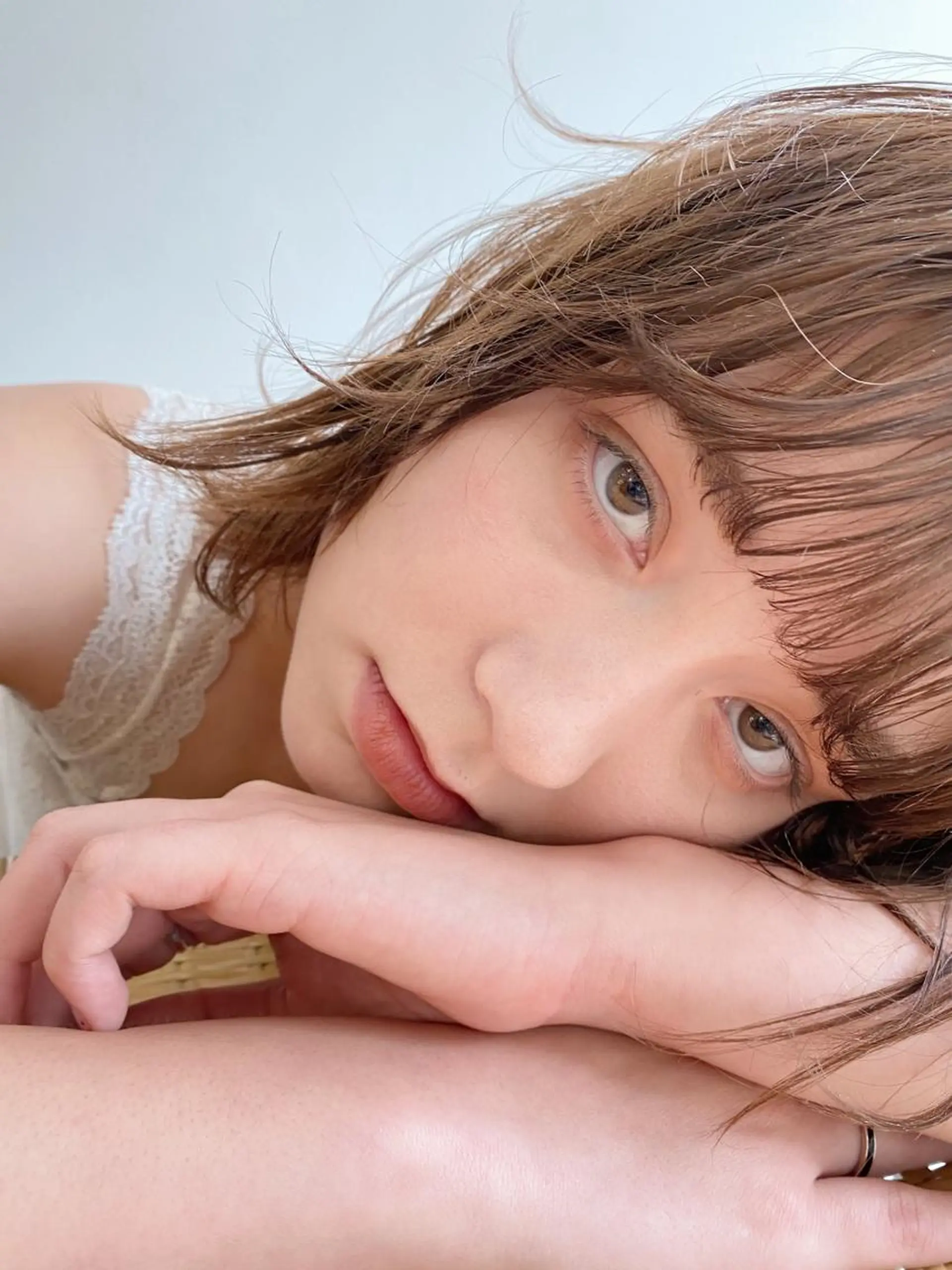 ショート カラー カット ヘアカラー 顔周りレイヤー/韓国 ブリーチminamiのヘアスタイル