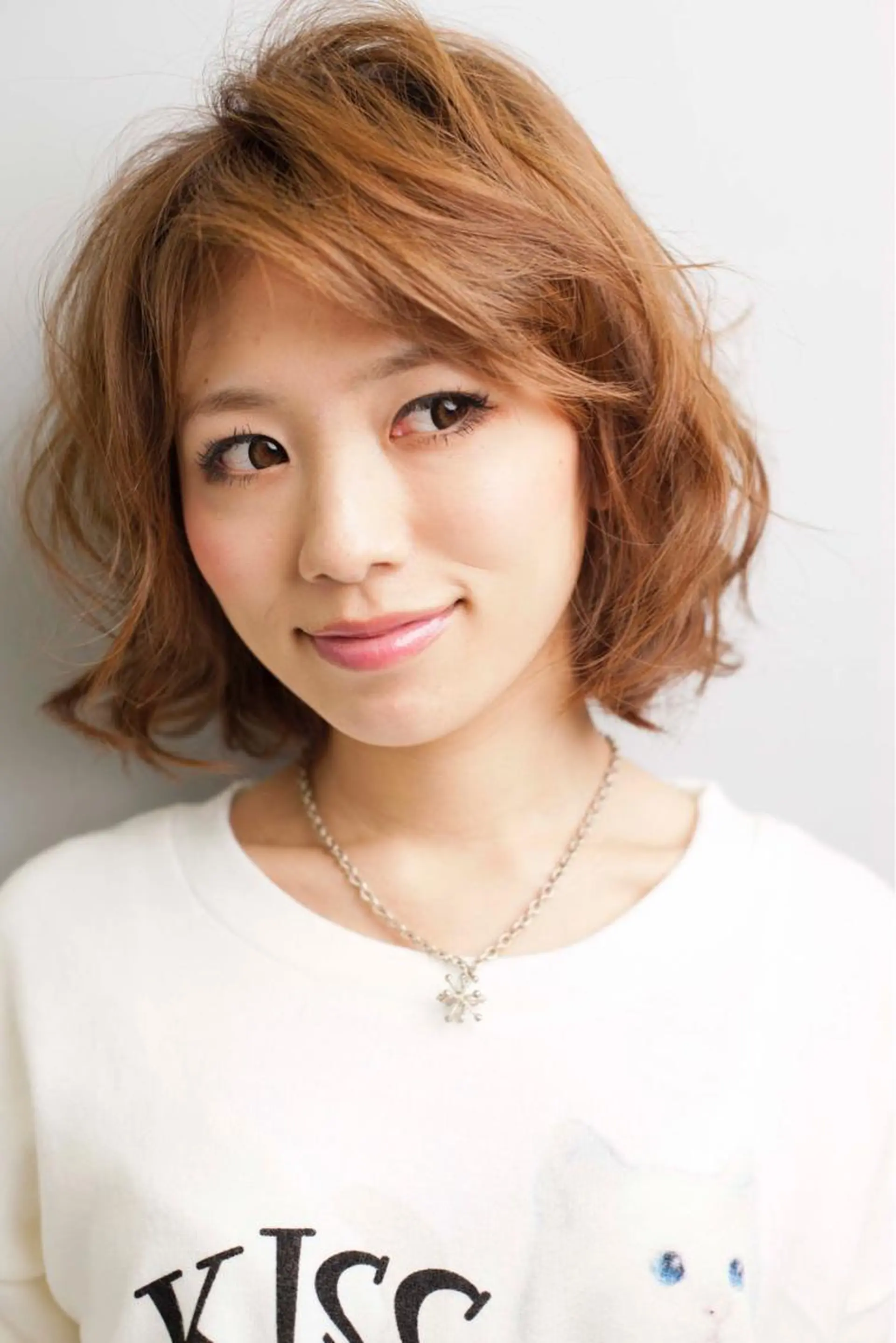 ミディアム カラー パーマ ミディアムパーマ ボブ パーマ 隈本 大地のヘアスタイル