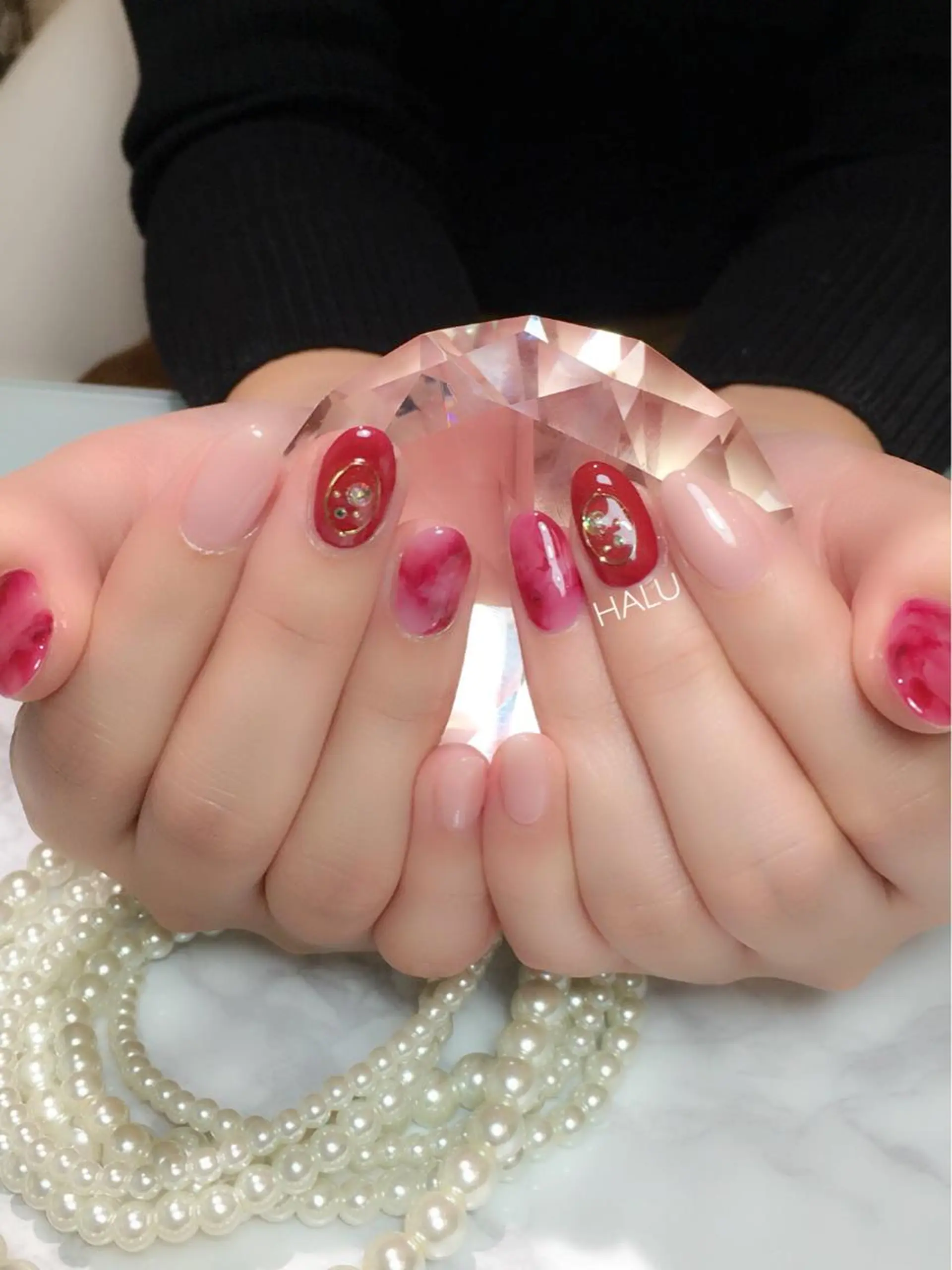 ネイル アートネイル ニュアンスネイル ストーンネイル HALU ハルのネイルデザイン