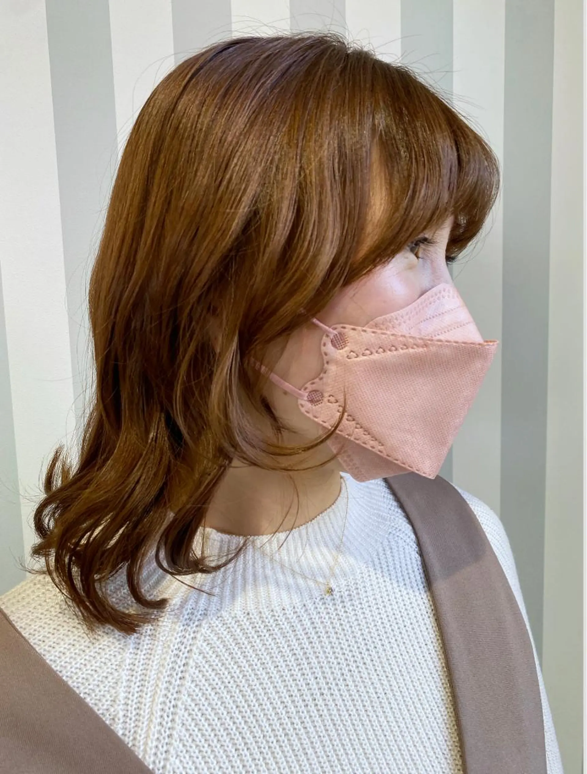 セミロング カラー ベージュカラー 顔周りカット 小顔カット カット ヘアカラー 小顔レイヤー/ ベージュ🤍Rieのヘアスタイル