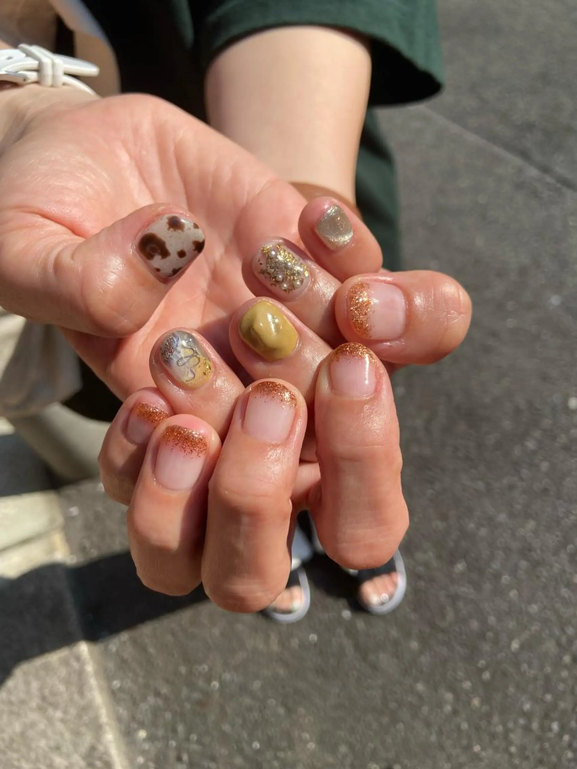 ネイル アートネイル オーロラネイル クリアネイル フレンチネイル グリーン . unffのネイルデザイン