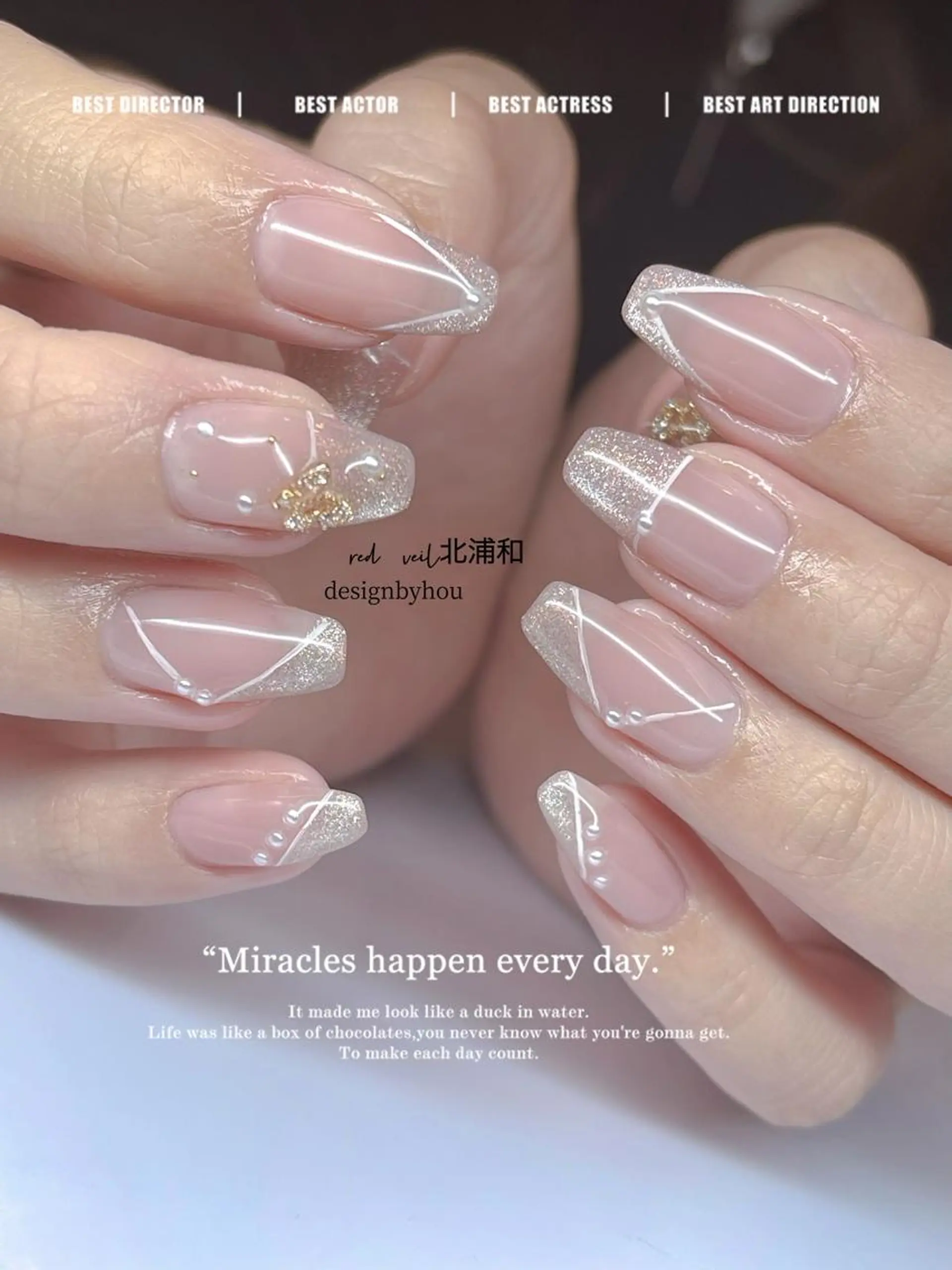 ミディアム ネイル ハンドネイル 長さ出し専門 nynaのネイルデザイン