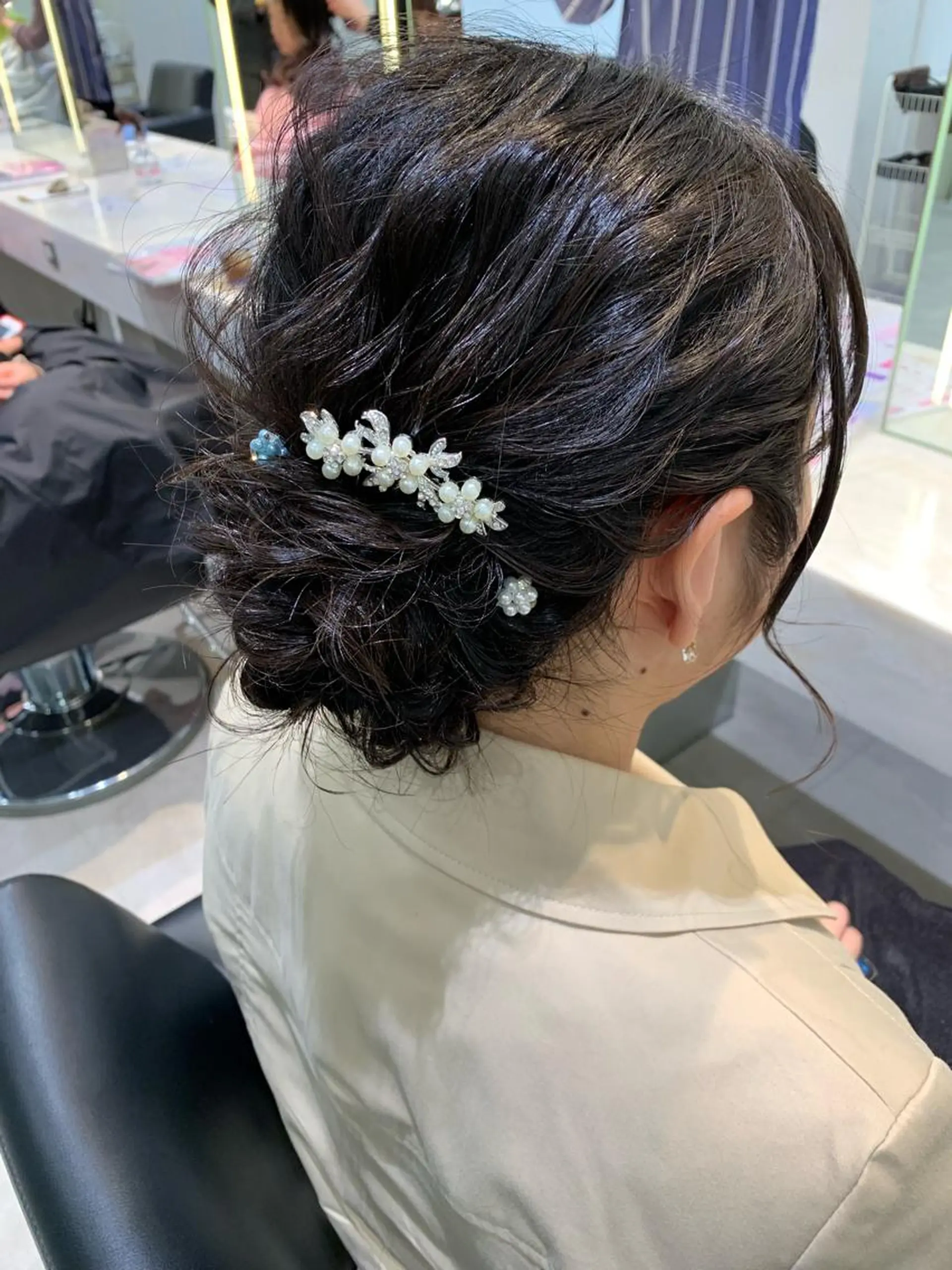 ミディアム ヘアアレンジ 結婚式・ブライダル 🫧透明感カラー/ ボブ/小笠原汐海🪽のヘアスタイル