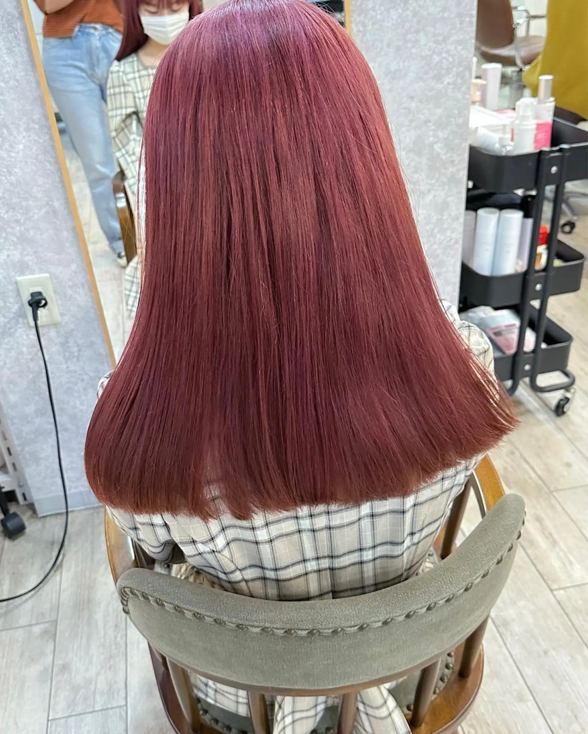 セミロング カラー ピンクカラー レイヤー/高橋 みく /池下/千種のヘアスタイル