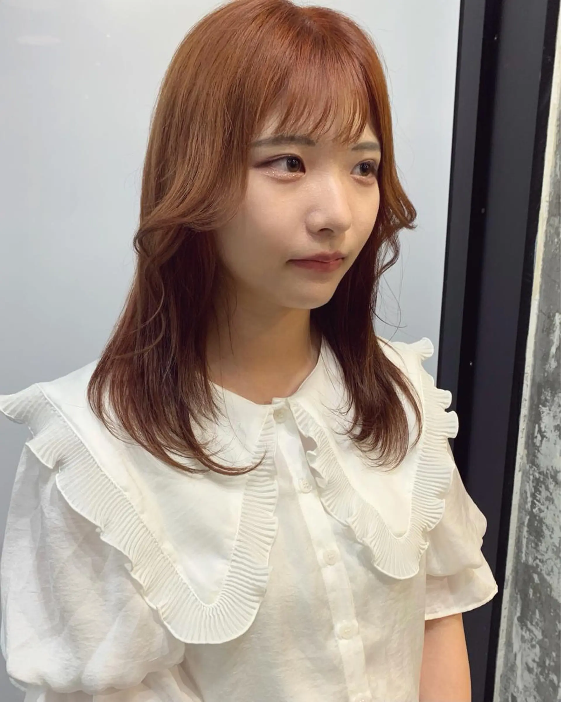 セミロング カラー ヘアアレンジ オレンジ ピンクカラー ヘアカラー トリートメント 🎀taro ブリーチなしカラーのヘアスタイル