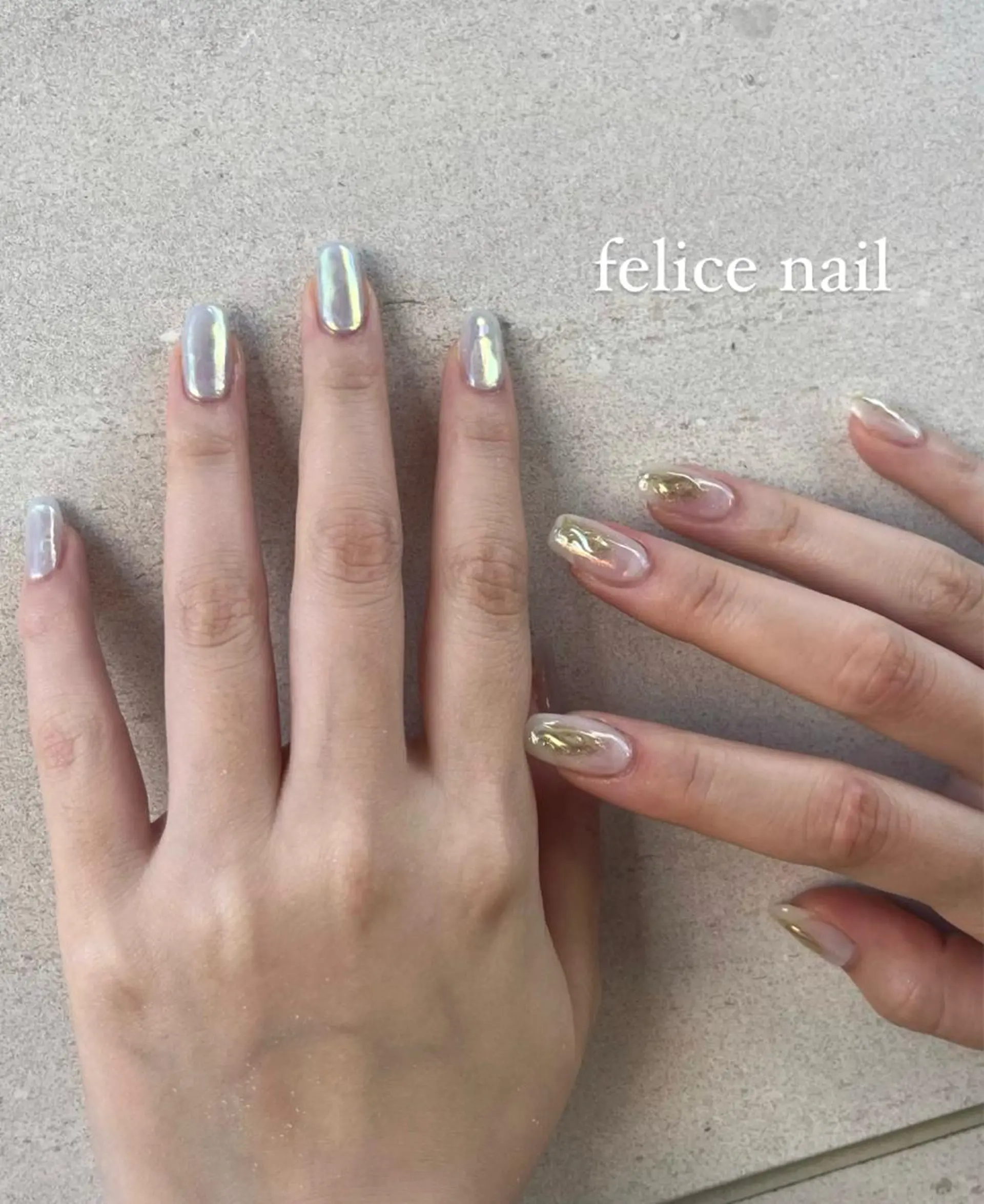 ネイル オーロラネイル ブルー ジェルネイル ミラーネイル ニュアンスネイル felice nailのネイルデザイン