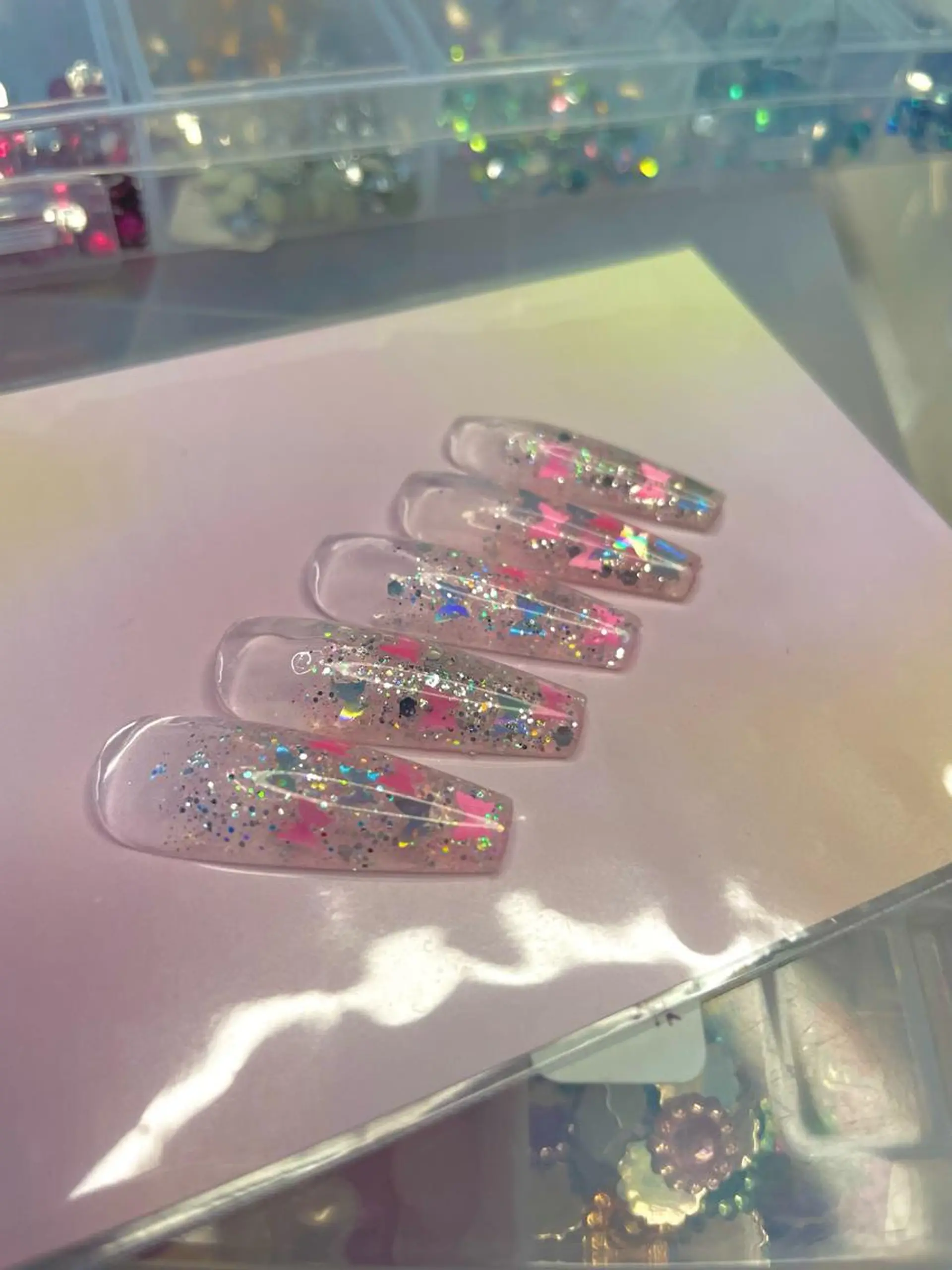 ネイル キラキラネイル ラメ(グリッター) ラメグラデーション ロングネイル ニュアンスネイル Ri-e's nailのネイルデザイン