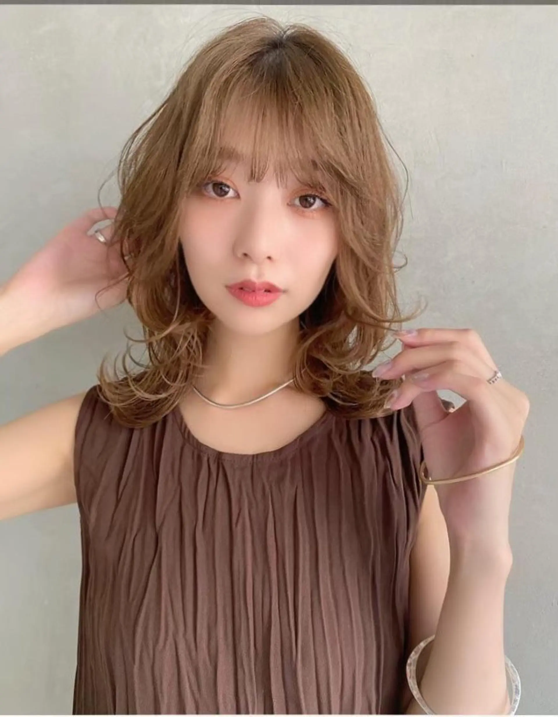 セミロング カラー ベージュカラー ミルクティーベージュ トリートメント ヘアセット 地毛風艶カラー🌿 喜多夏海のヘアスタイル