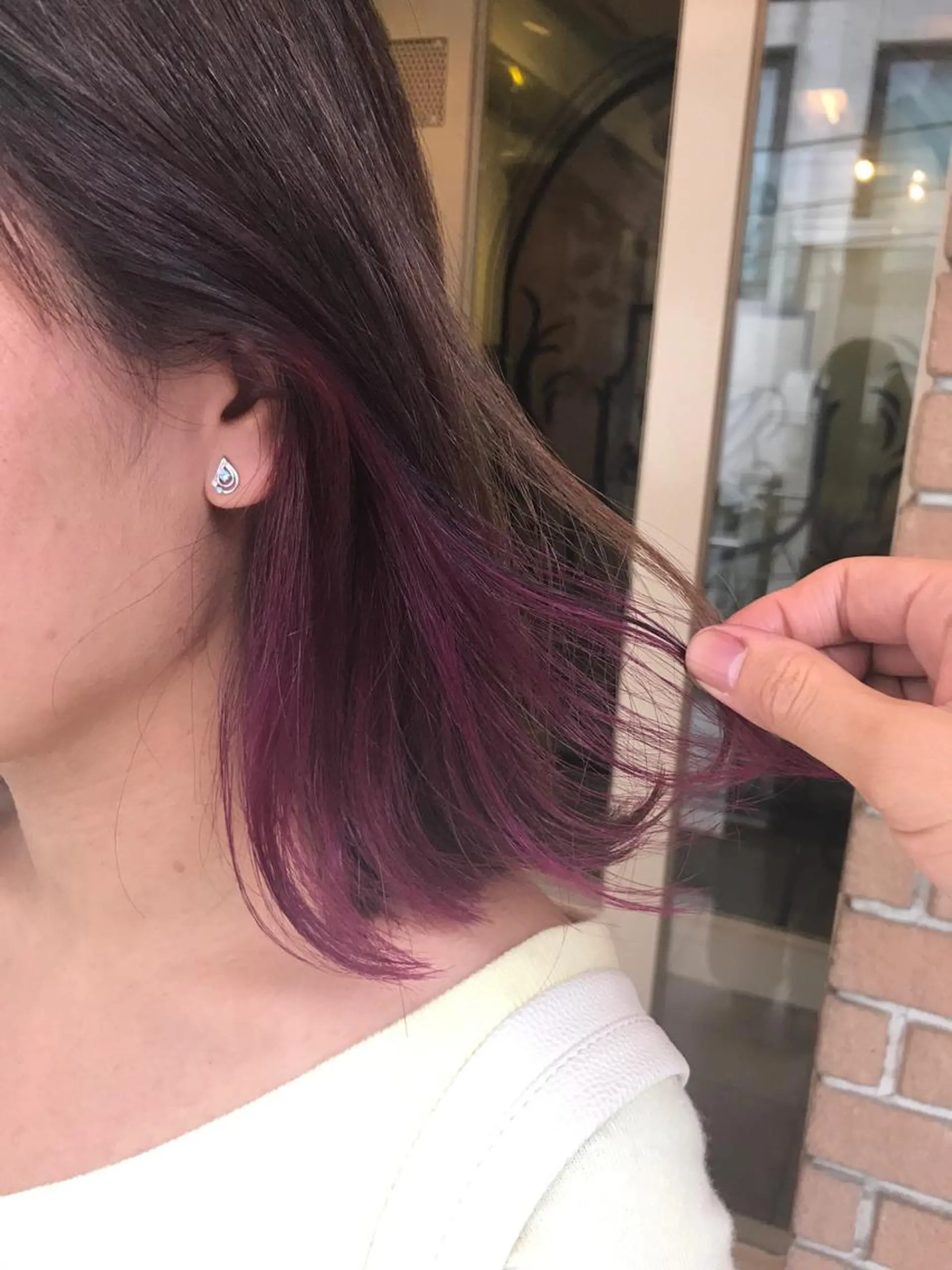 ミディアム カラー パーマ ヘアアレンジ キッズ ネイル マツエク・マツパ インナーカラー パープルカラー パープル サロンドミルク 原宿のヘアスタイル