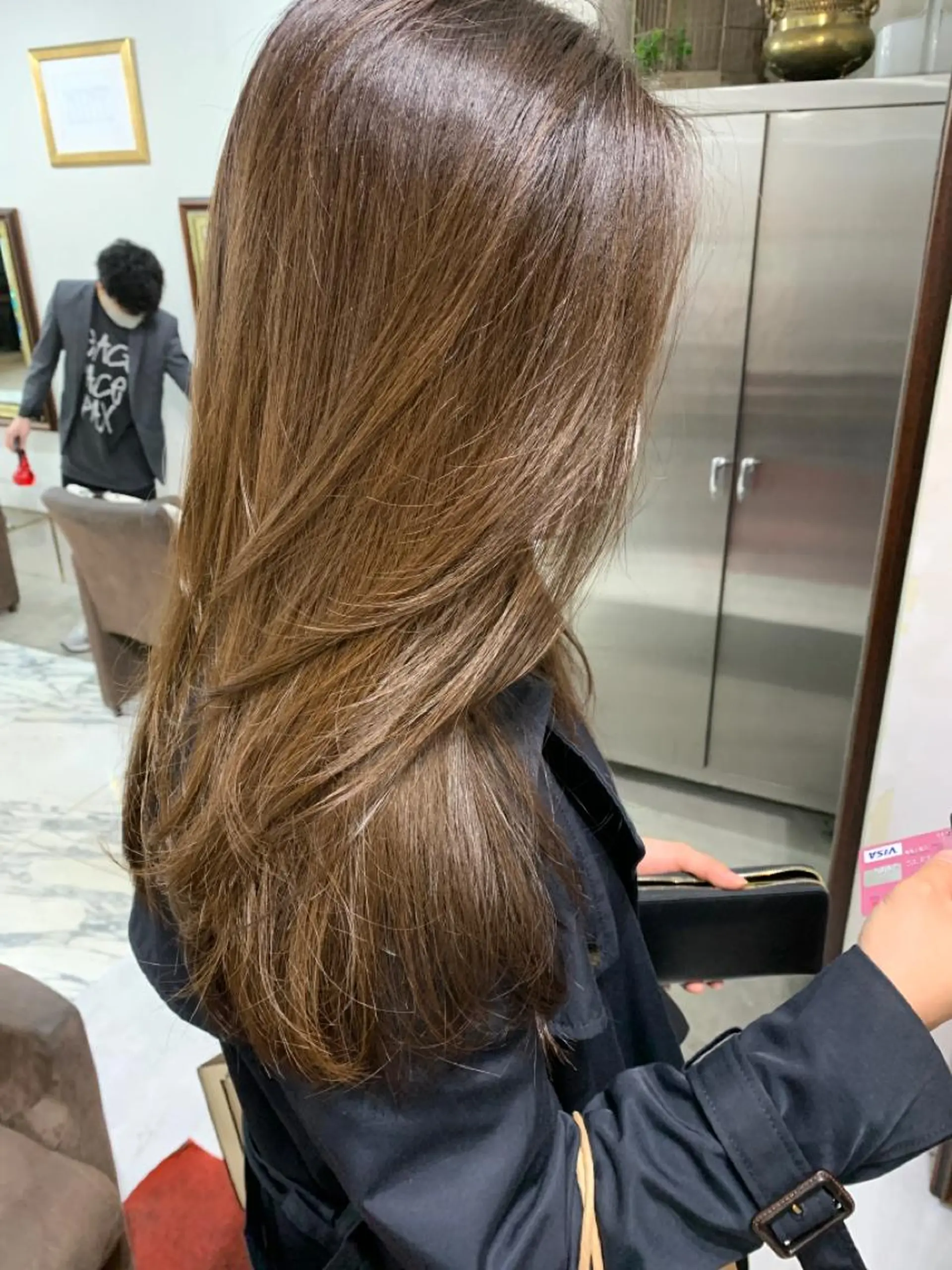 セミロング カラー ハイライトカラー ハイライト レイヤーカット エクステ(レミー毛) NINEのヘアスタイル