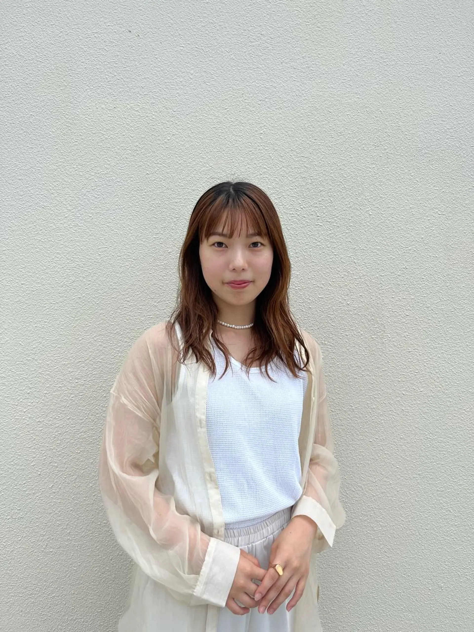 セミロング 透明感カラー/レイヤ ー/縮毛/暗髪/銀座のヘアスタイル