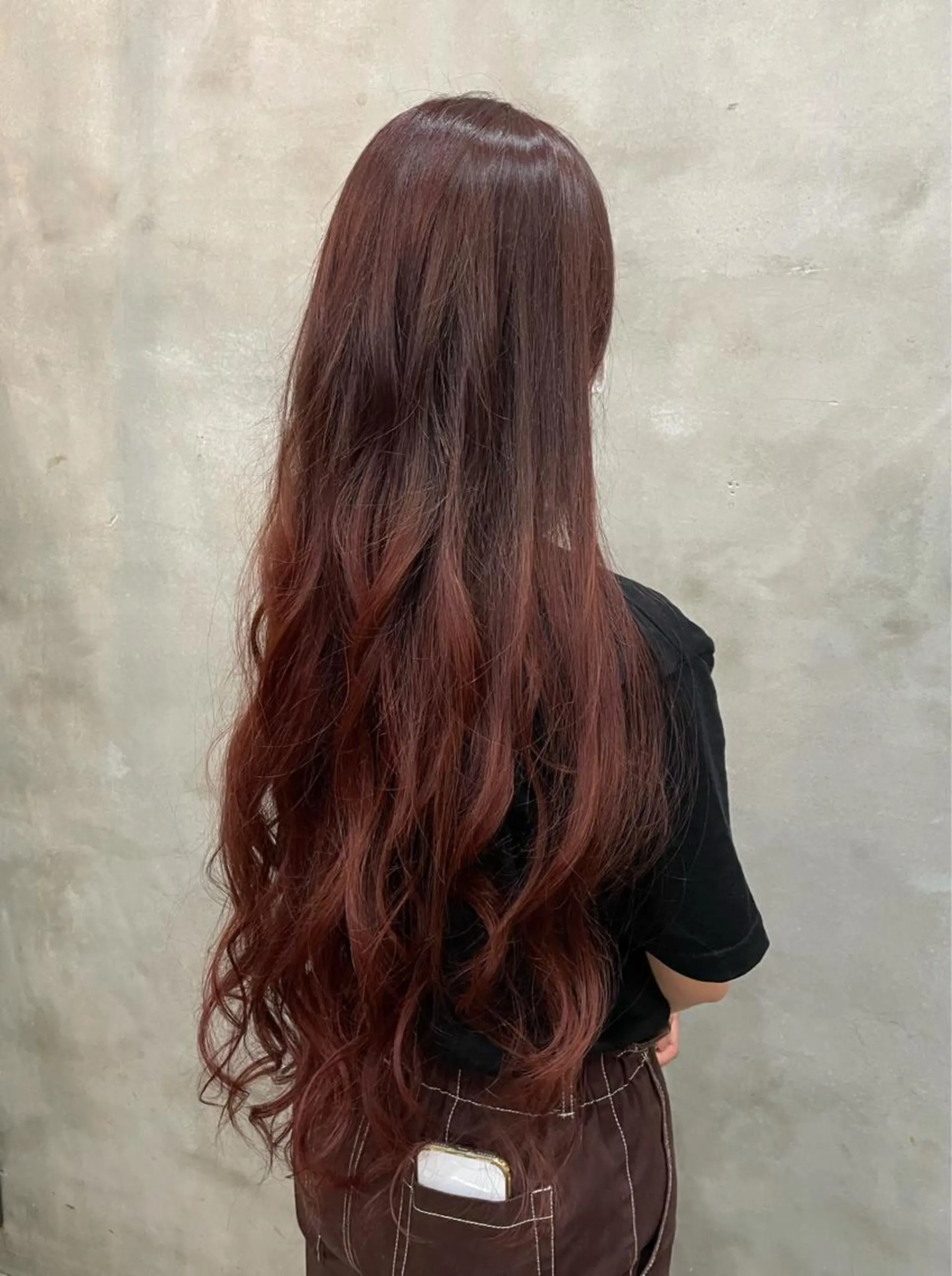 ロング カラー ブラウンカラー グラデーションカラー レッドカラー レッドブラウン ヘアカラー トリートメント 【ピンク/韓国ヘア/ ヘアセット】亜海のヘアスタイル