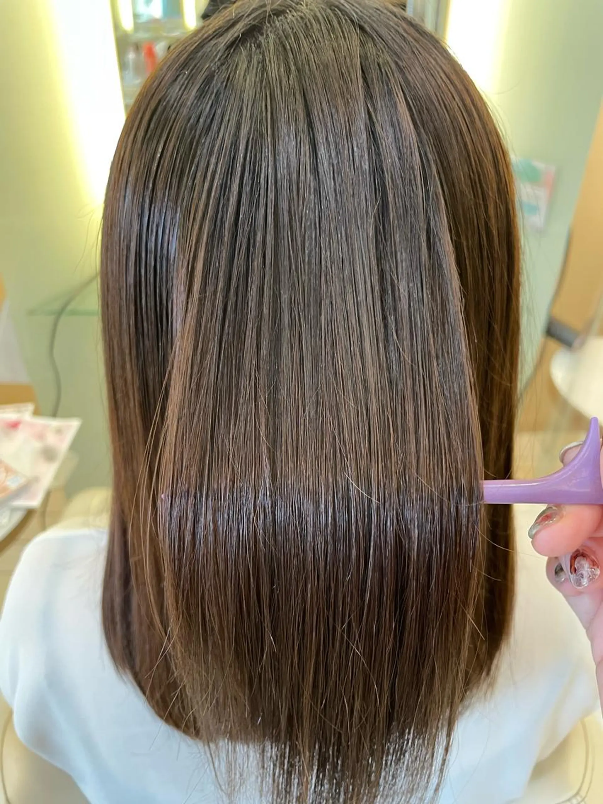 ロング カット 縮毛矯正 トリートメント 内田温子大人女性 ハイライト、ボブのヘアスタイル