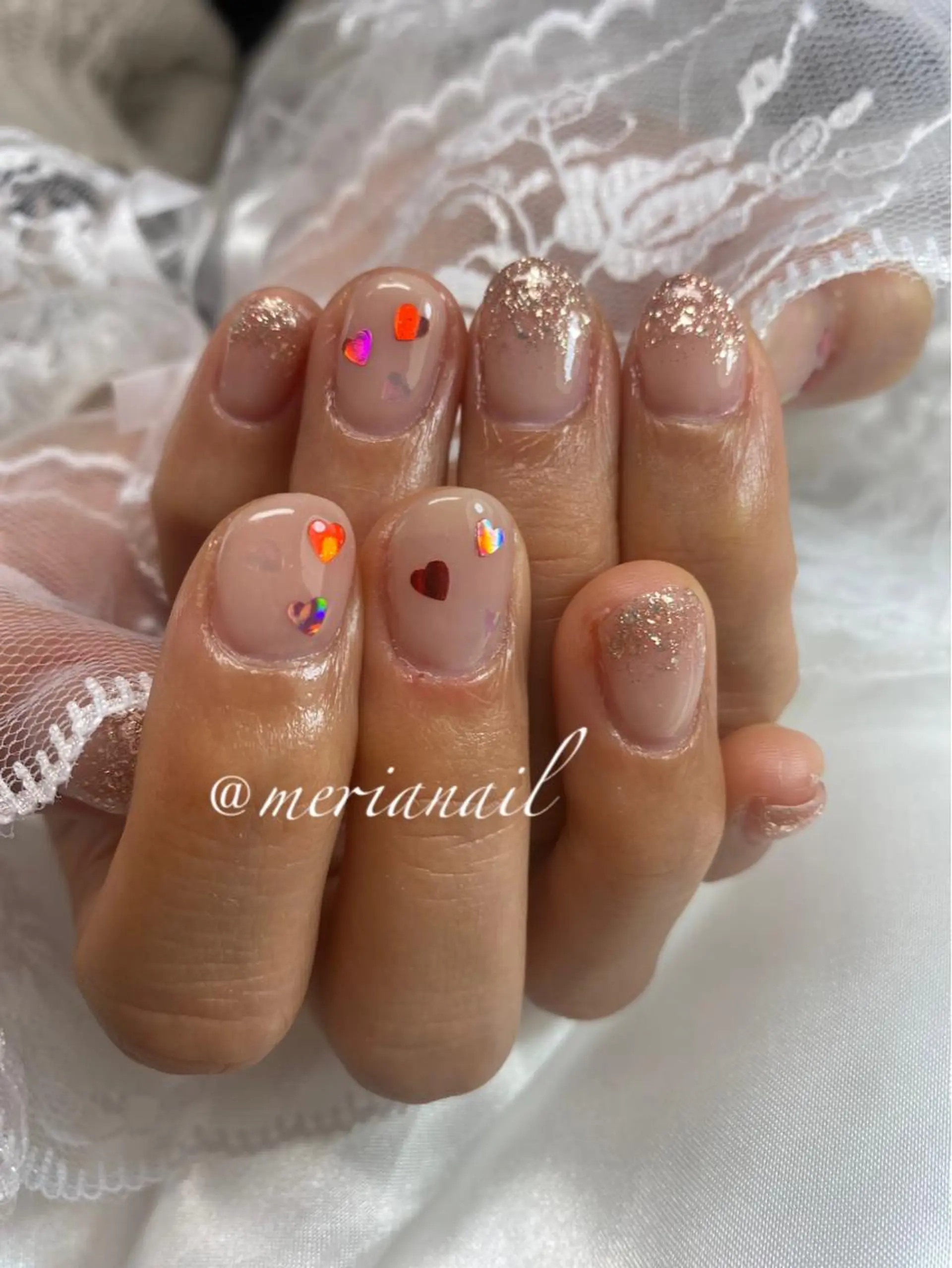 ショート カラー メンズ キッズ ネイル メンズ韓国風 グラデーションカラー 韓国風ヘア グラデーション ハート ハンドネイル INFINITY所属・INFINITY Sachiのネイルデザイン