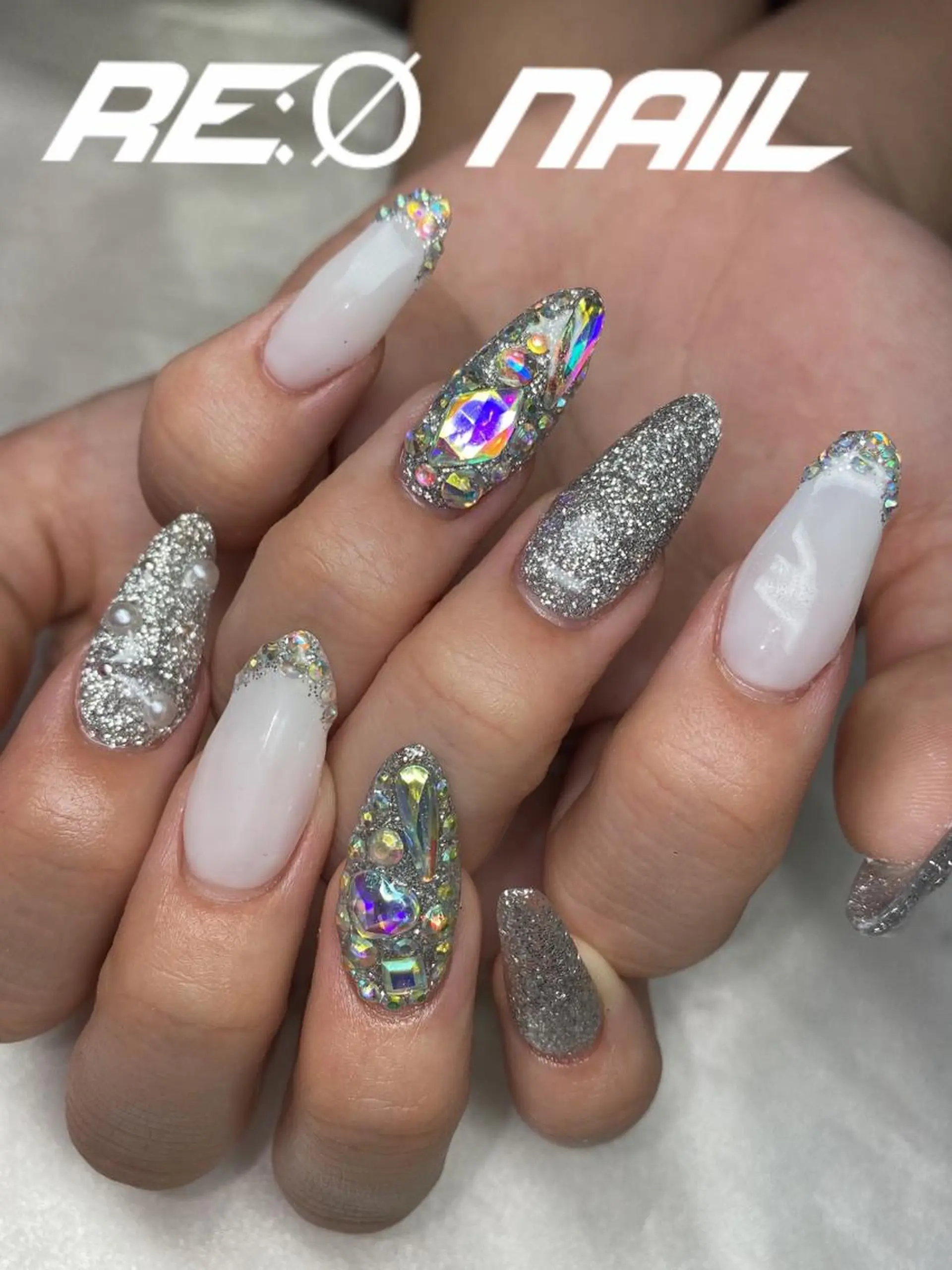 ネイル ストーンネイル ハンドネイル Re:Ø nail 🩵TSUJIのネイルデザイン